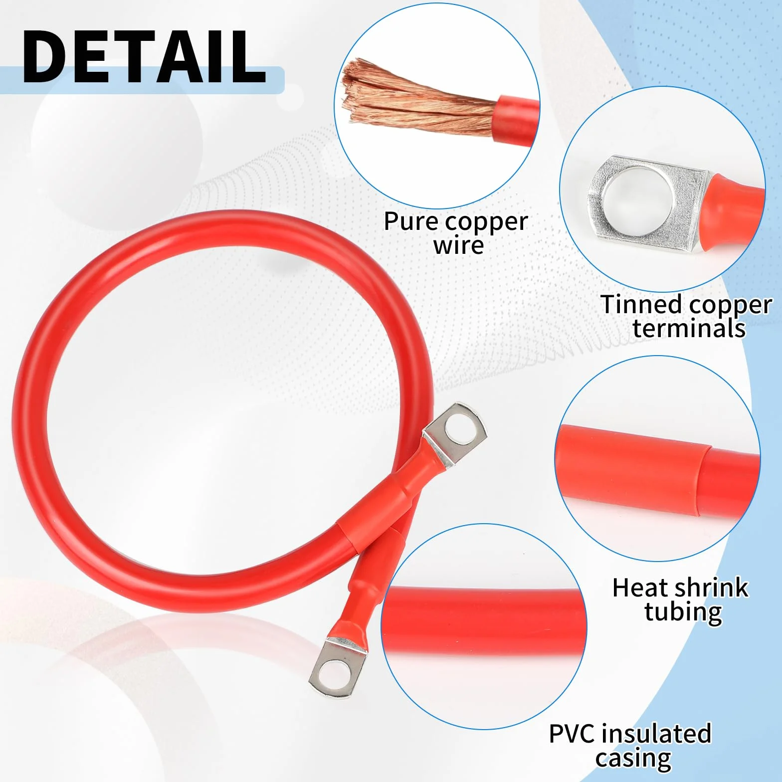 SWAWIS kabel do akumulatora M10 50 cm 35 mm2 12V/24V miedziany z zaciskami pierścieniowymi