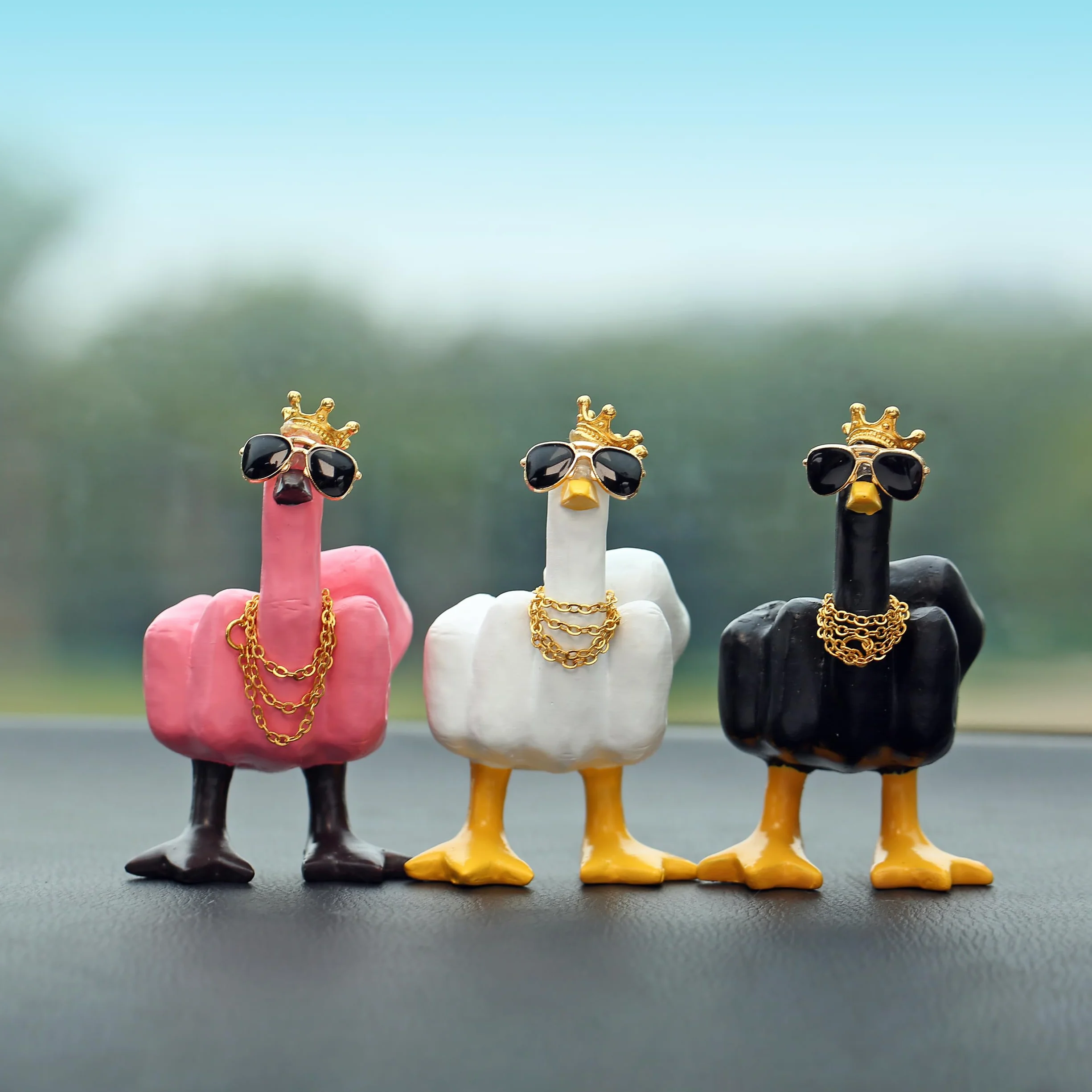 Kaczka środkowy palec, dekoracja samochodu, środkowy palec Duck You, statua kaczki z żywicy, do domu, biura, dekoracja, statuetki, śmieszny prezent dla niego, dla niej, mężczyzn, kobiet
