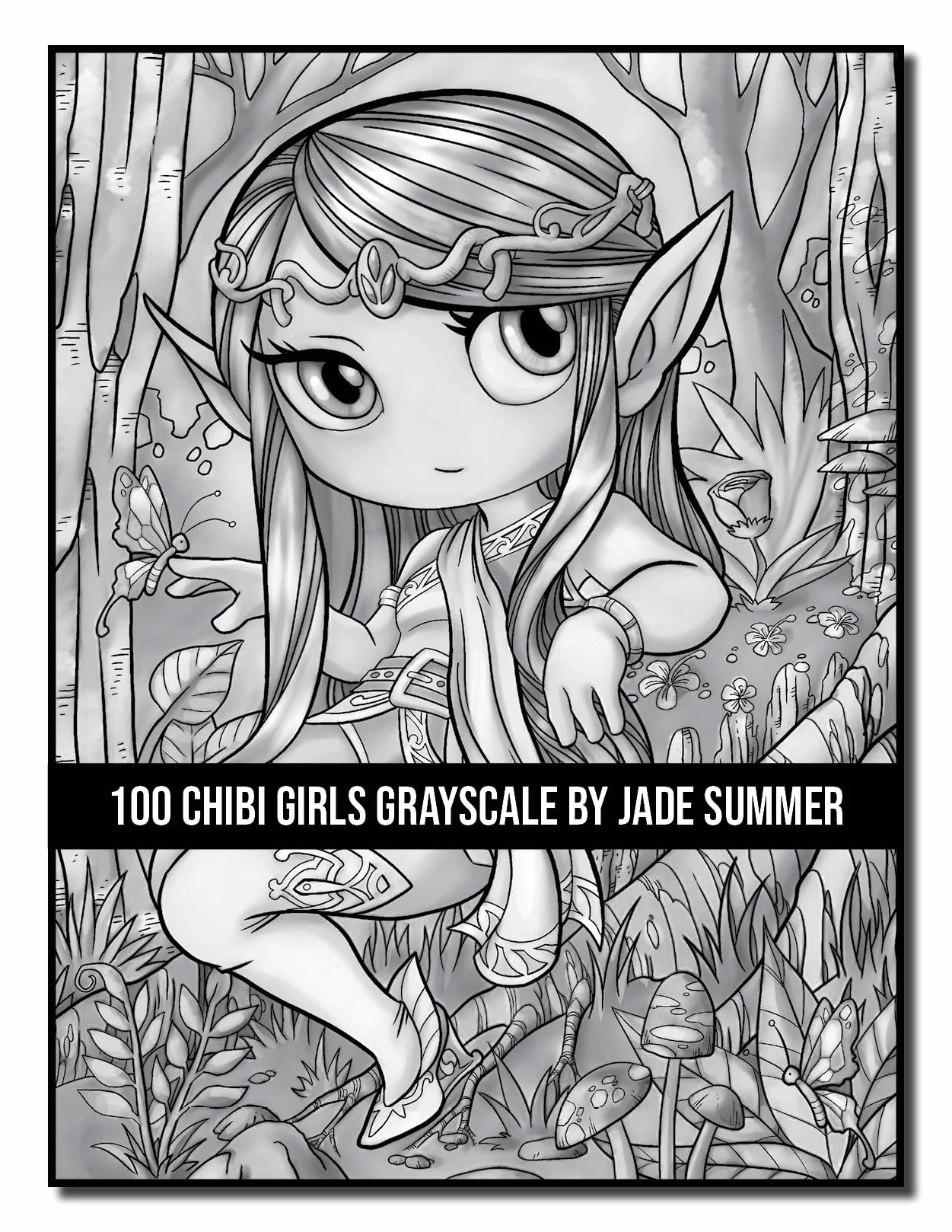 100 Chibi Girls Grayscale: An Adult Coloring Book Collection with Cute Girls, Fantasy, Horror, Christmas, and More!