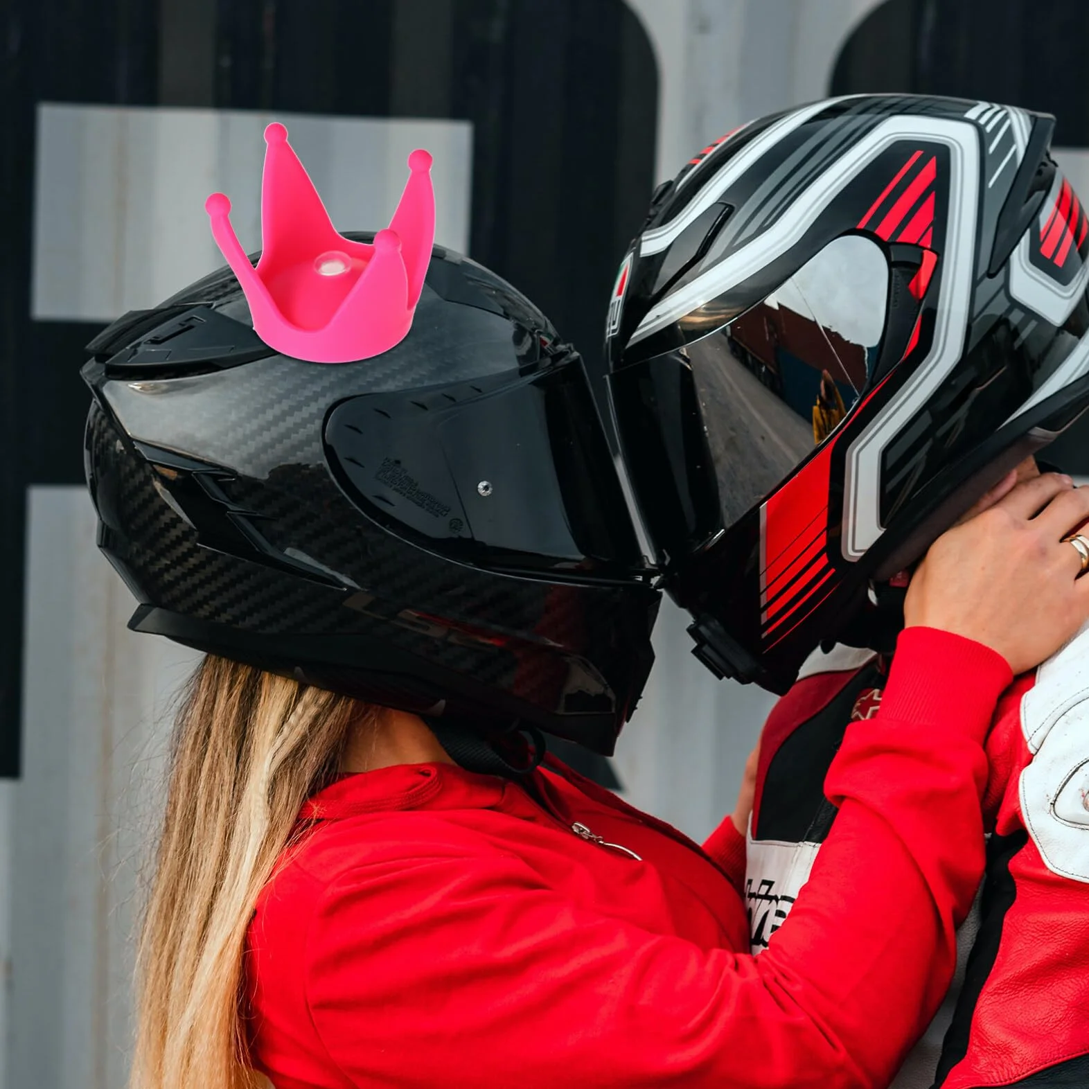 SOLUSTRE 1kawałek Sztuka Ozdoba Motocyklowy Kształcie Korony z Przyssawką Różowa Trwała i Elastyczna Dekoracja Do Kasku Motocyklowego Idealna Dla Przyjaciół