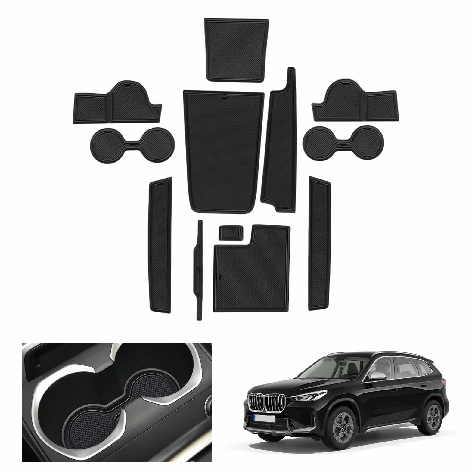 GAFAT Kompatybilne z BMW X1 U11 2023-2025 2026 maty antypoślizgowe, iX1 2025 gumowe maty antypoślizgowe, maty na konsolę środkową, szew drzwiowy, akcesoria X1 U11 (czarne)