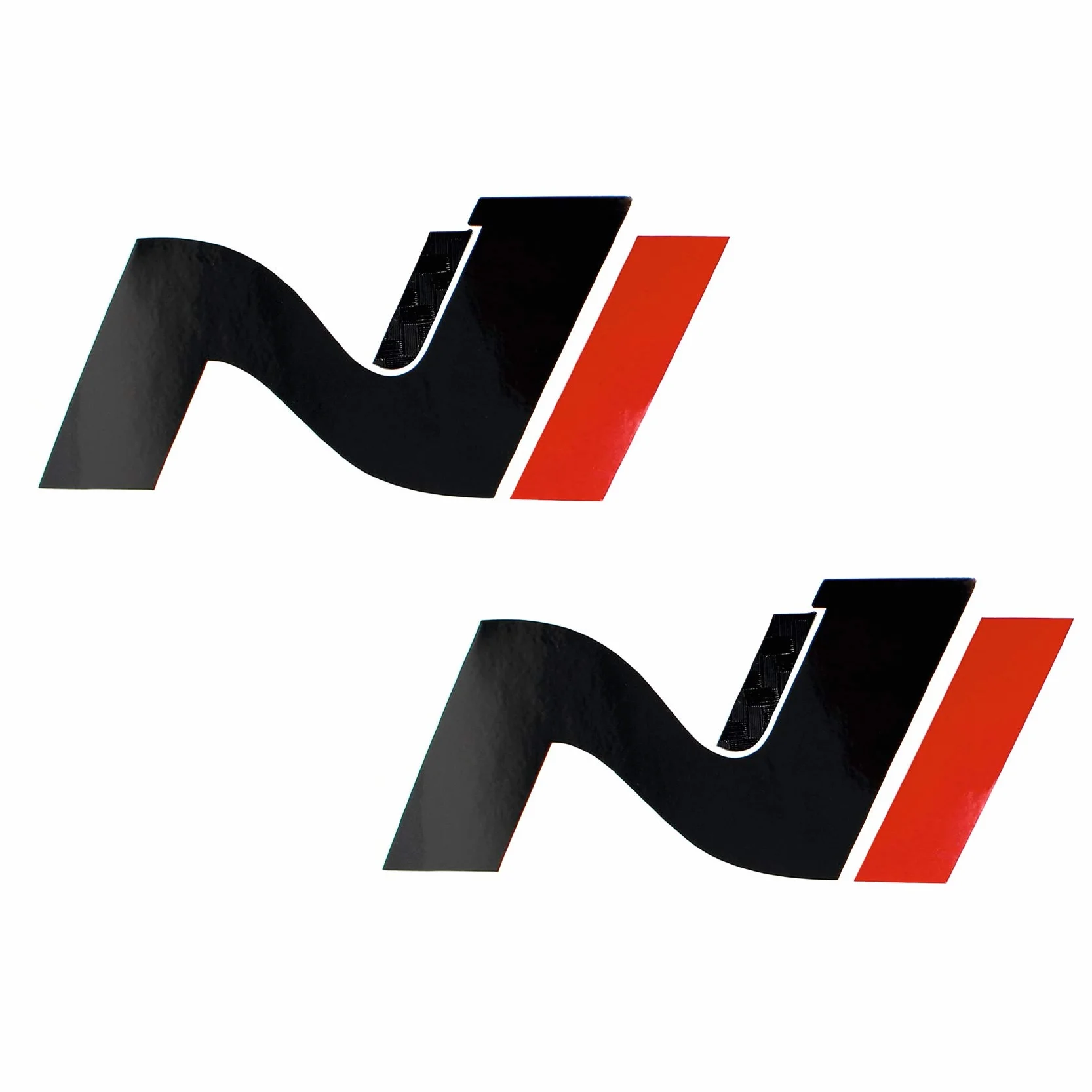 Finest Folia Naklejka kompatybilny z Hyundai i30 N Zestaw 2 folii ochronnych do dekoracyjnego logo z przodu i z tyłu, emblemat, samoprzylepna, do samochodu K054 (węglowy/czarny/czerwony)