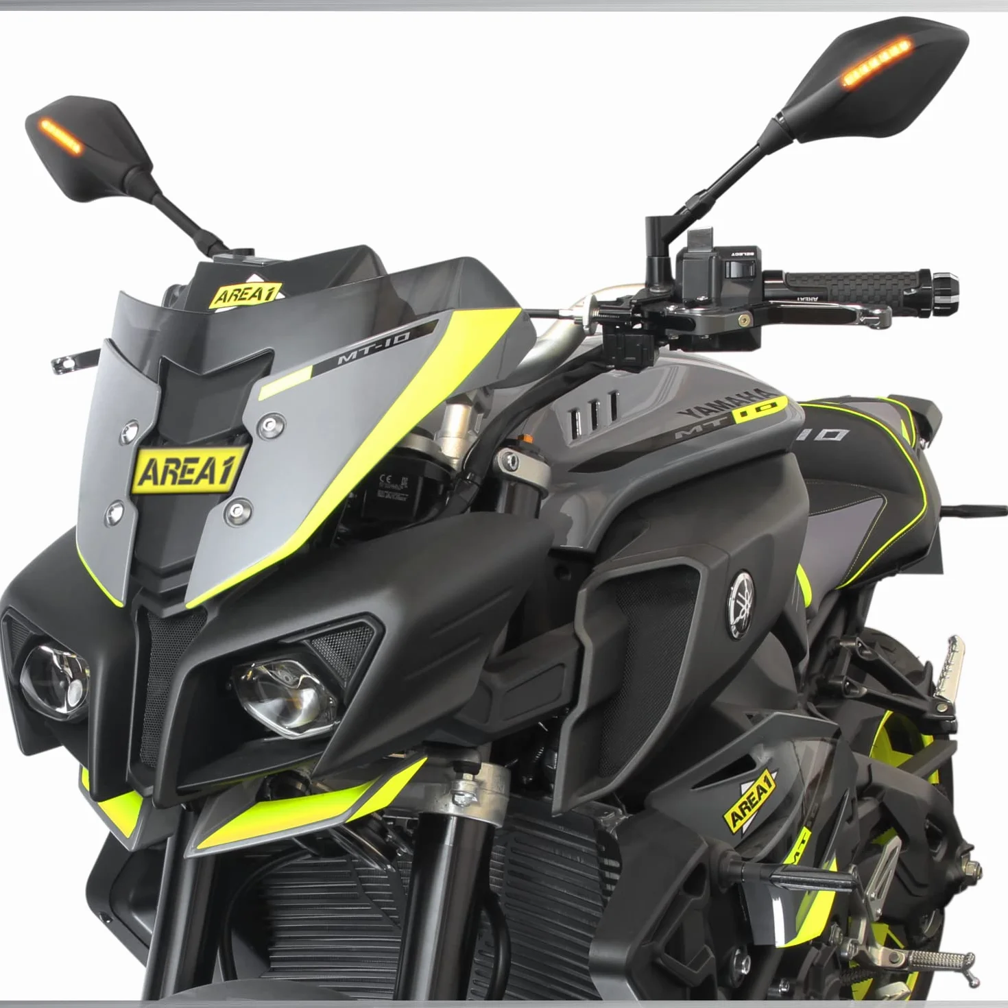 Area1 Lusterko motocyklową z kierunkowskazem LED. Zestaw lusterek wstecznych (prawe i lewe), atest E, 2 x M10 prawy + 1 x gwint lewy. Kompatybilne z
