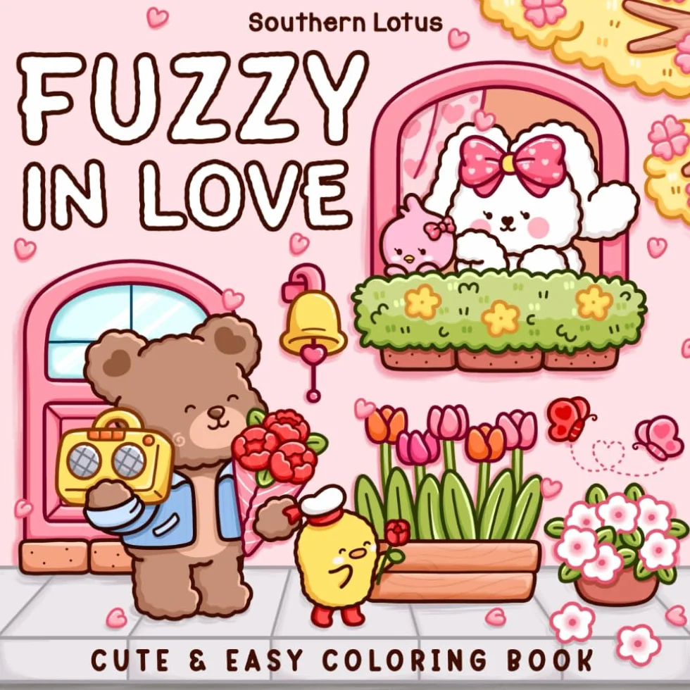 Fuzzy In Love: Coloring Book for Adults and Teens Featuring Little Fuzzy Animals in Love Moments and Cozy Activities, Cute Designs for Relaxation and Chill