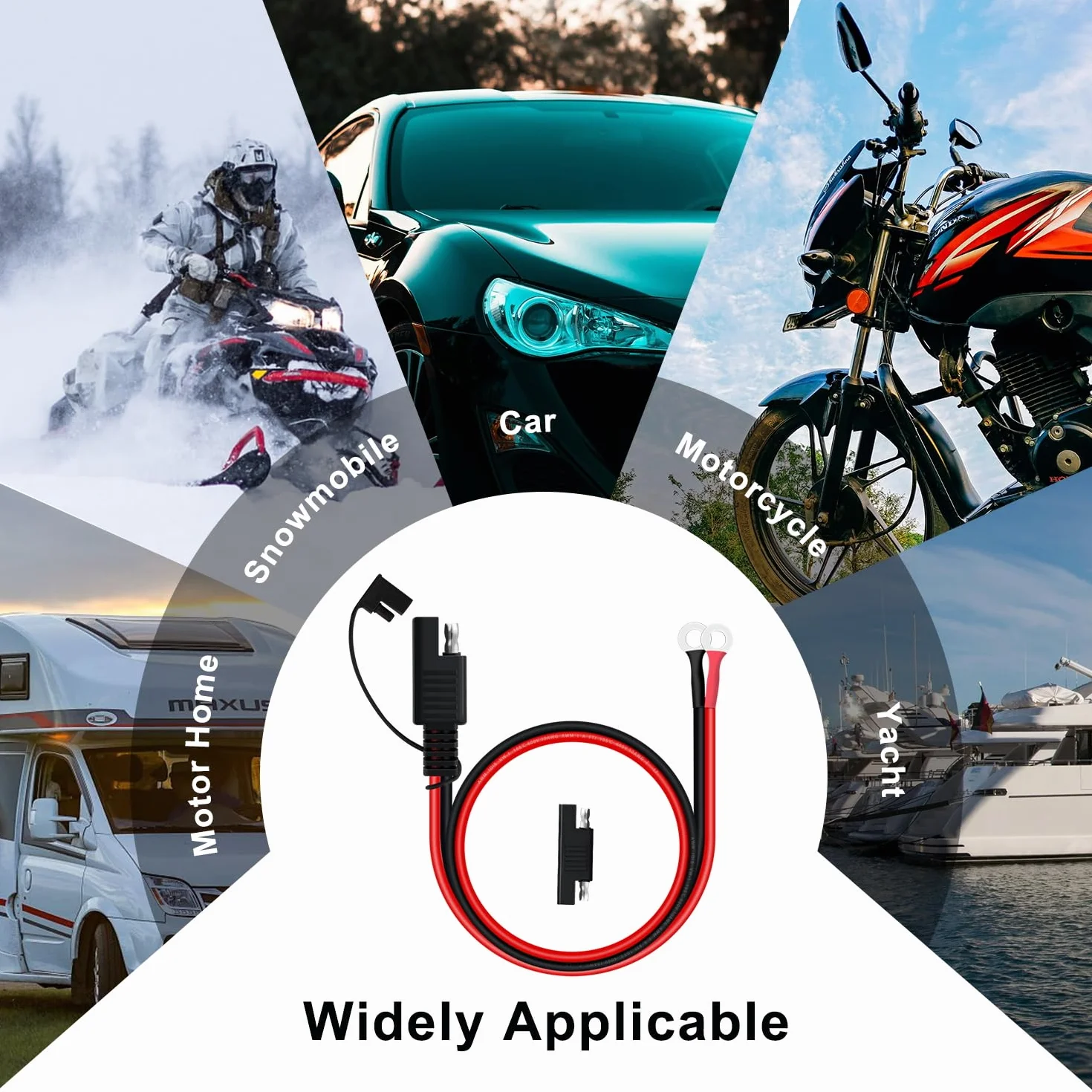 Kabel SAE 10AWG O Ring 8 mm akumulator motocyklowy 12 V 24 V do ładowania akumulatora samochodowego i motocyklowego