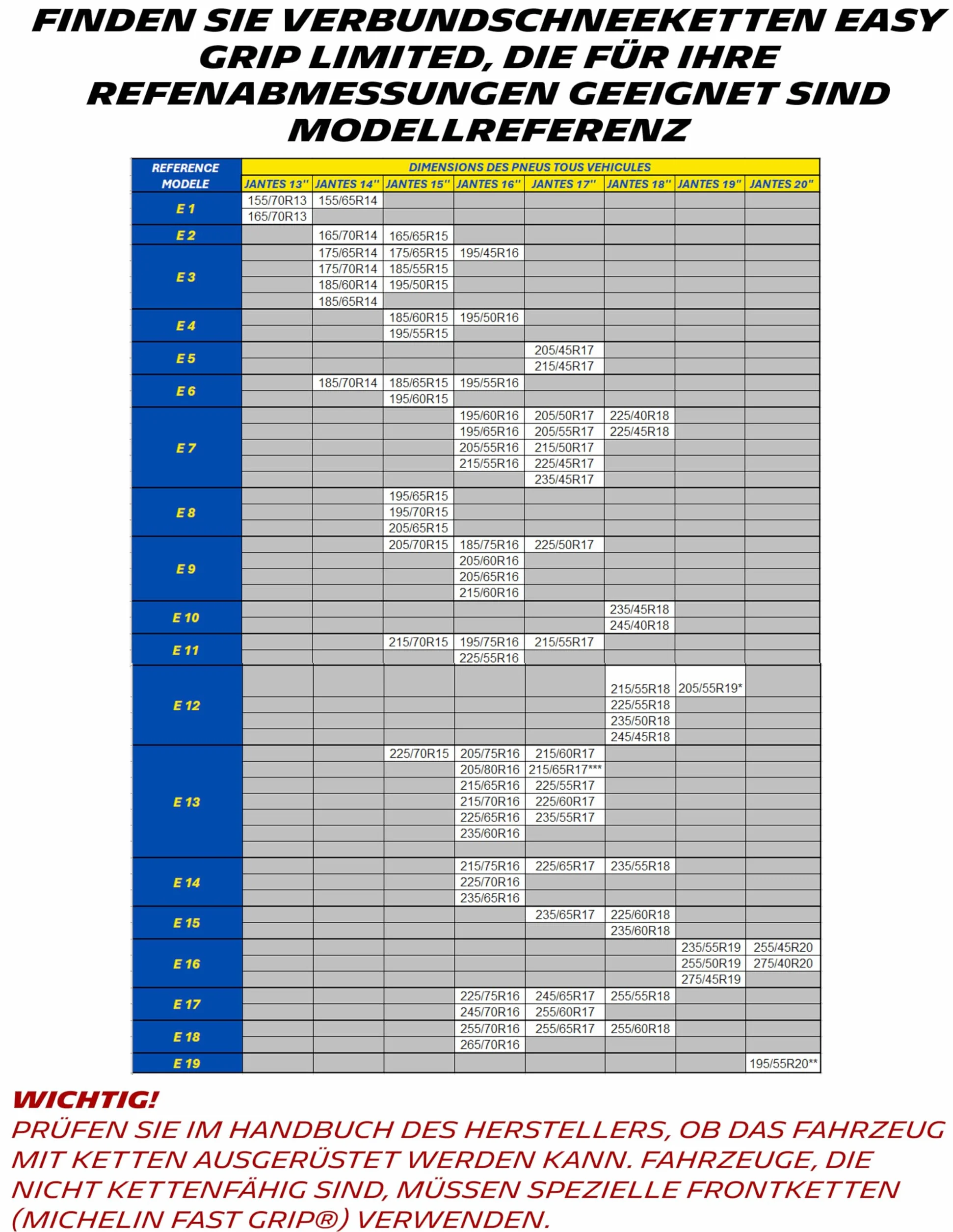 MICHELIN EASY GRIP Limited Kompozytowe łańcuchy śniegowe E13