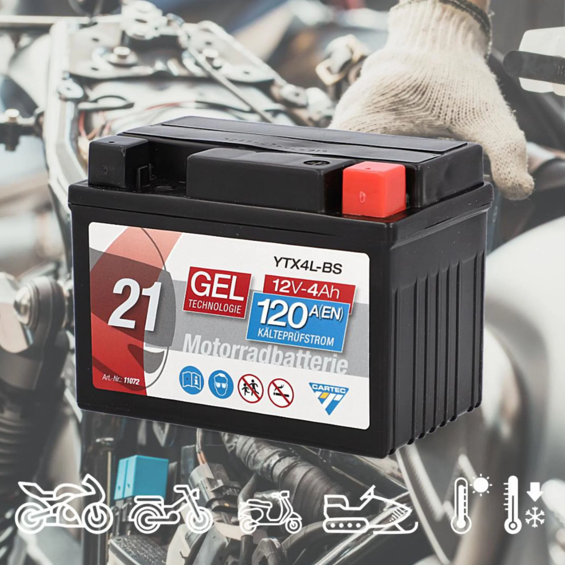 Akumulator motocyklowy YTX4L-BS 4Ah 120A żelowy