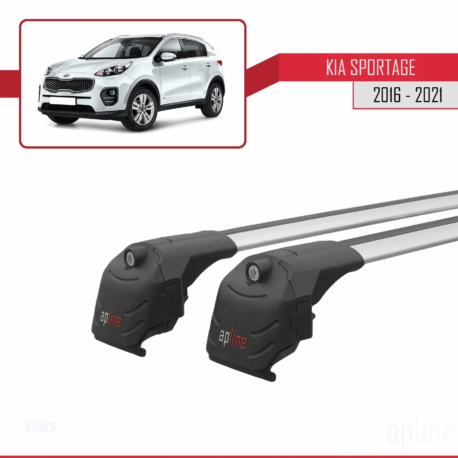 Kompatybilny z Kia Sportage 4 (QL) 2016-2021 ACE-2 Model Aluminiowe poprzeczki dachowe Szary 2 szt.
