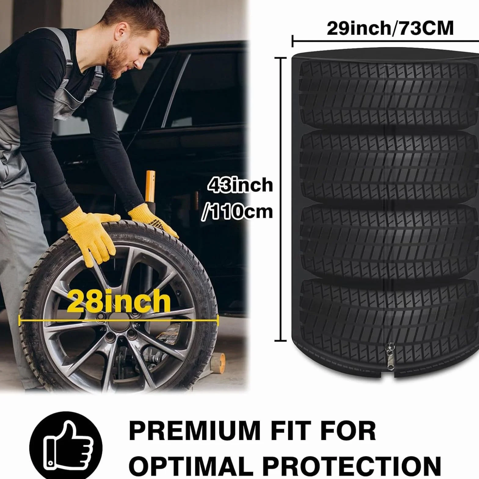 Trailer Tire Cover, Waterproof Spare Tire Storage Bag, Heavy-Duty 420d Oxford Fabric, Large Capacity & Outdoor Wheel Organization for Trucks Trailers, 43.31x28.74x28.74 Inches