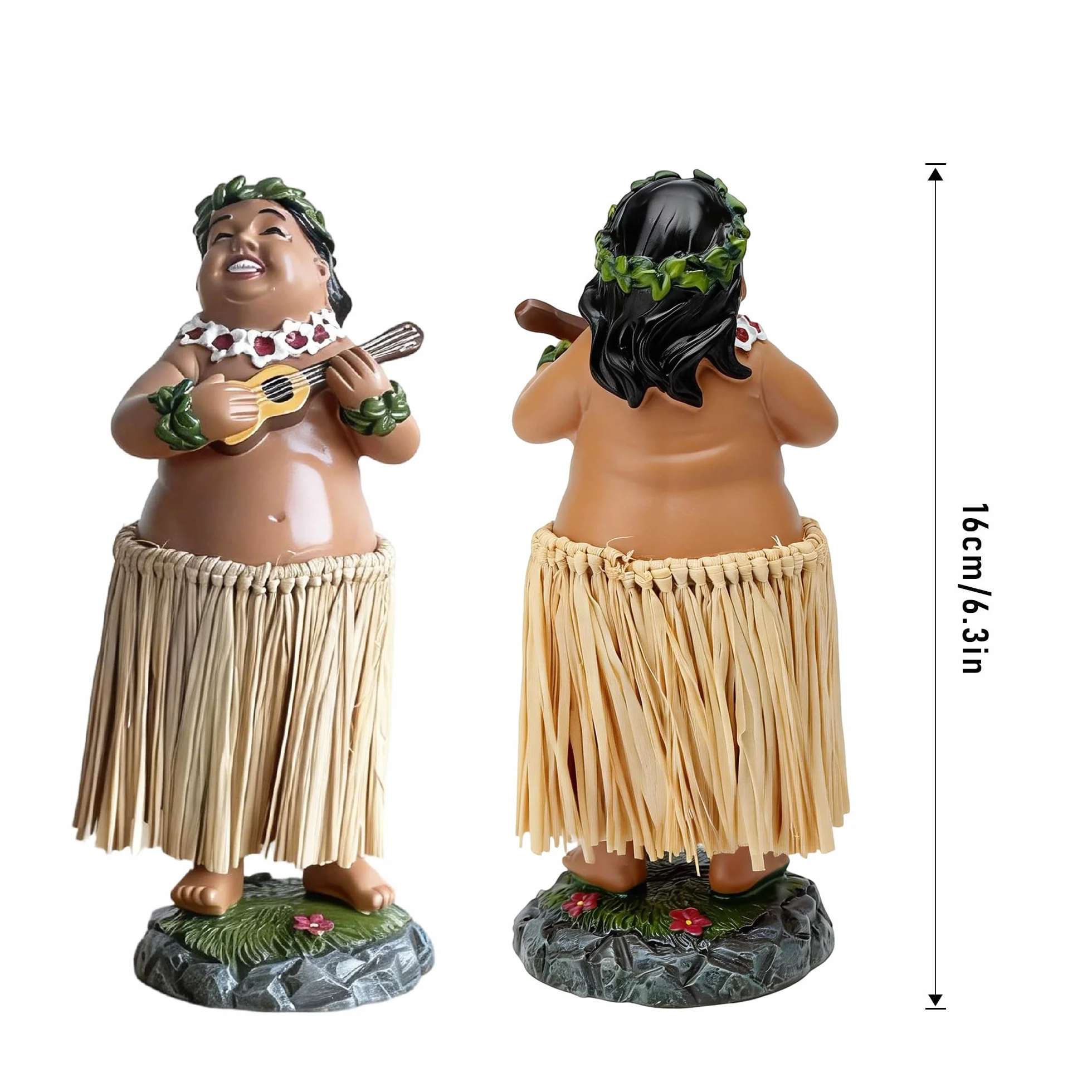Hawaiian Hula Dashboard Doll, figurka samochodowa hawajska tancerka wobbly, dekoracja hawajskiej tancerki, rzemiosła, nadaje się do samochodu, Burea (naturalny kolor)