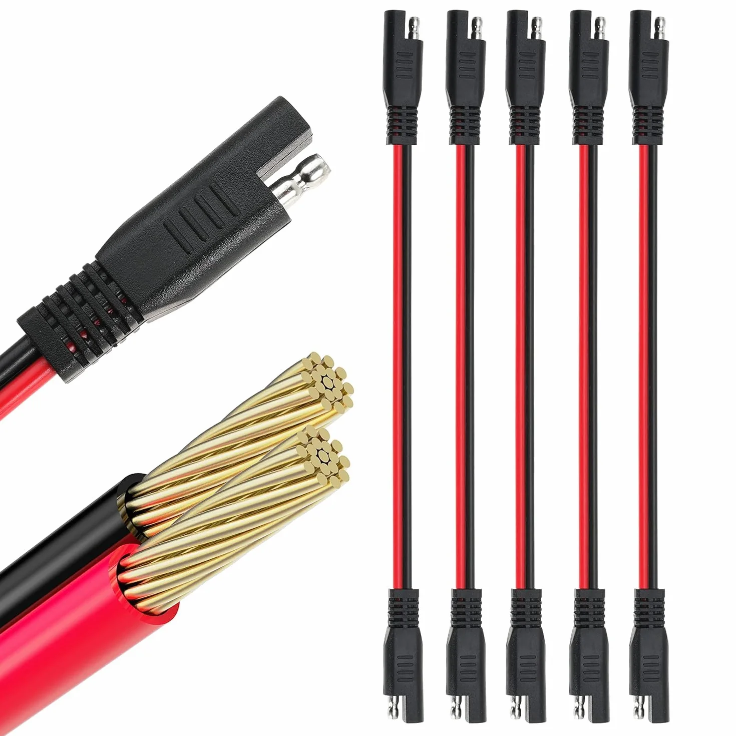Kabel przyłączeniowy SAE 12AWG 33 cm, 5 sztuk