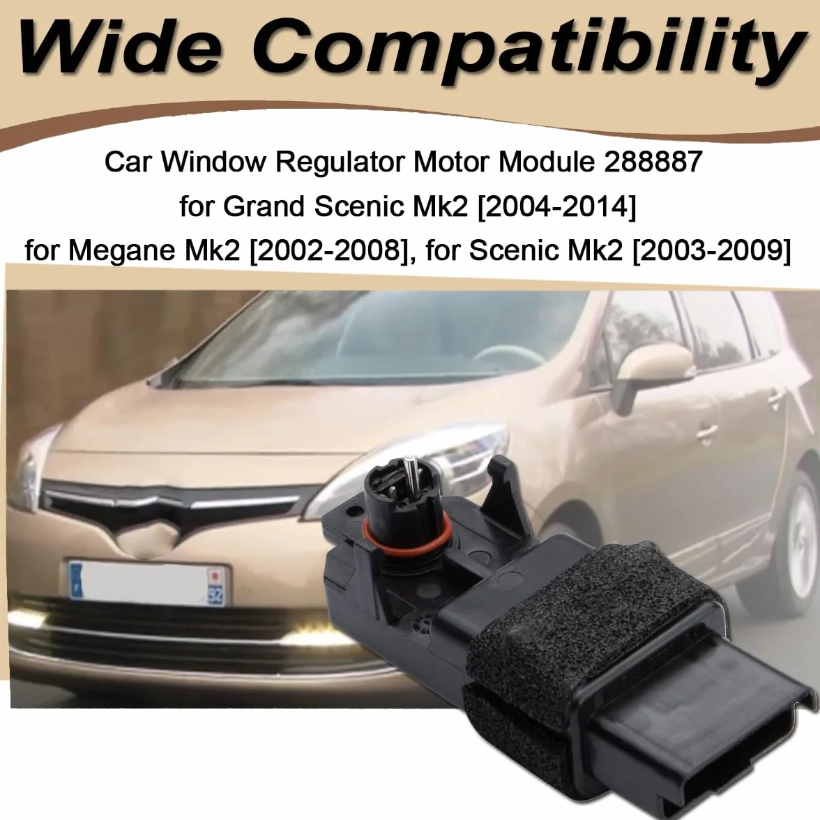 ZAMDOE 288887 Moduł silnika regulatora szyb pasuje do Renault Clio Mk3 [2005-2011] Espace MK4 [2002-2014] Grand Scenic Mk2 [2004-2014] Megane Scenic 440726 4407888 4407 Rozmiar 46