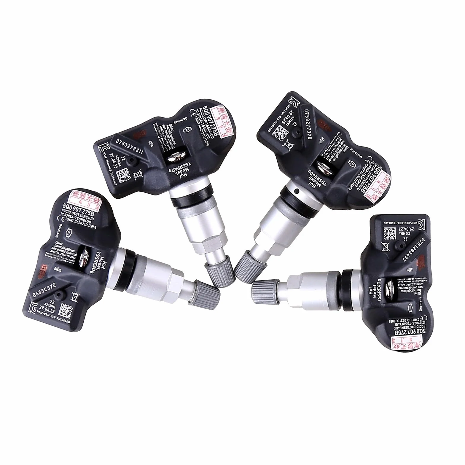 BYNYXI 4 szt. czujniki ciśnienia w oponach 5Q0907275B RDKS czujnik do Porsche Skoda Seat A3 A4 A5 A6 A7 Q1 Q2 Q3 Q4 Q5 Q7 TPMS czujnik ciśnienia w oponach czujnik ciśnienia powietrza 5Q0998270B