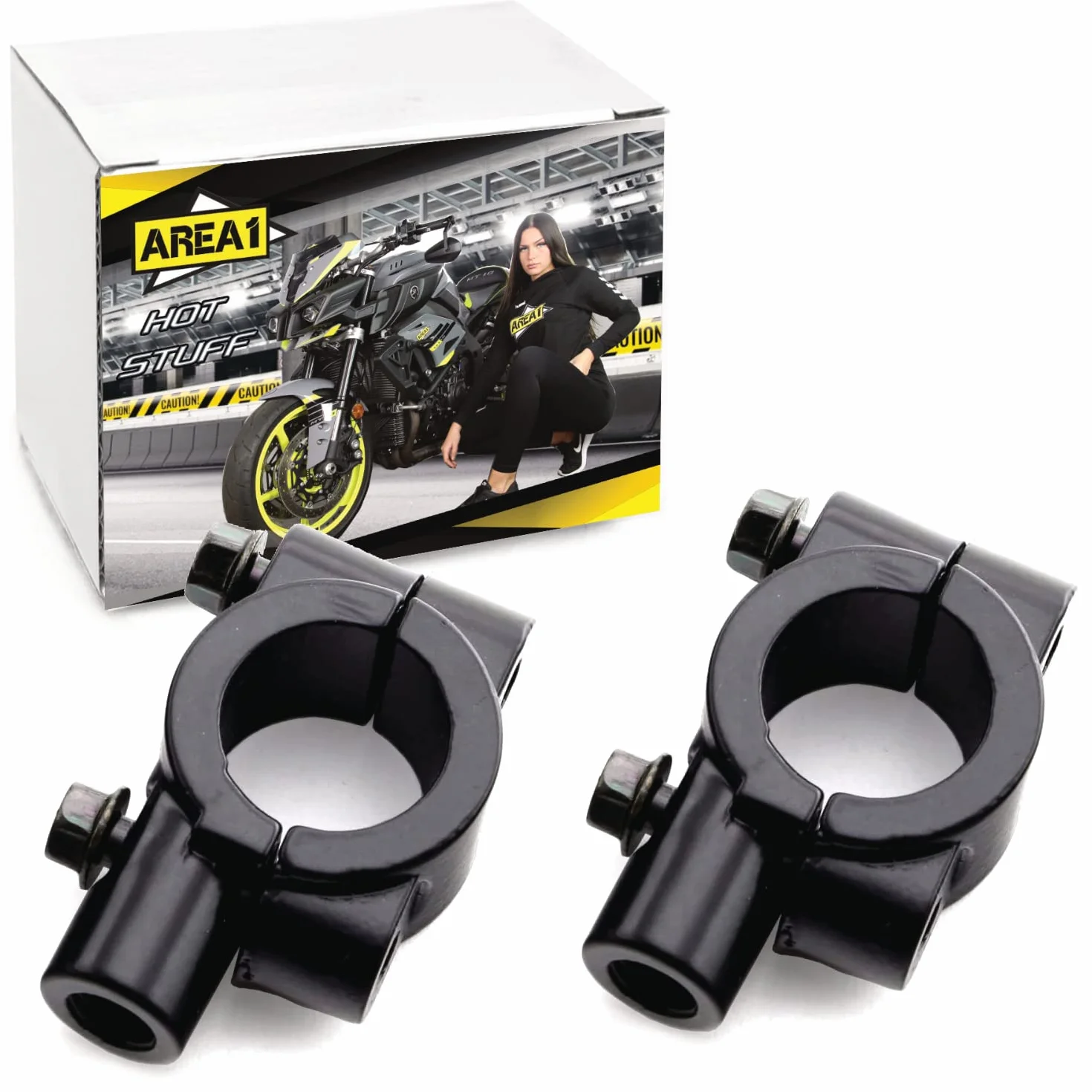 Area1 Uchwyt na lusterko wsteczne do motocykla, 2 x M10, gwint prawy 7/8", kompatybilny z Mondial