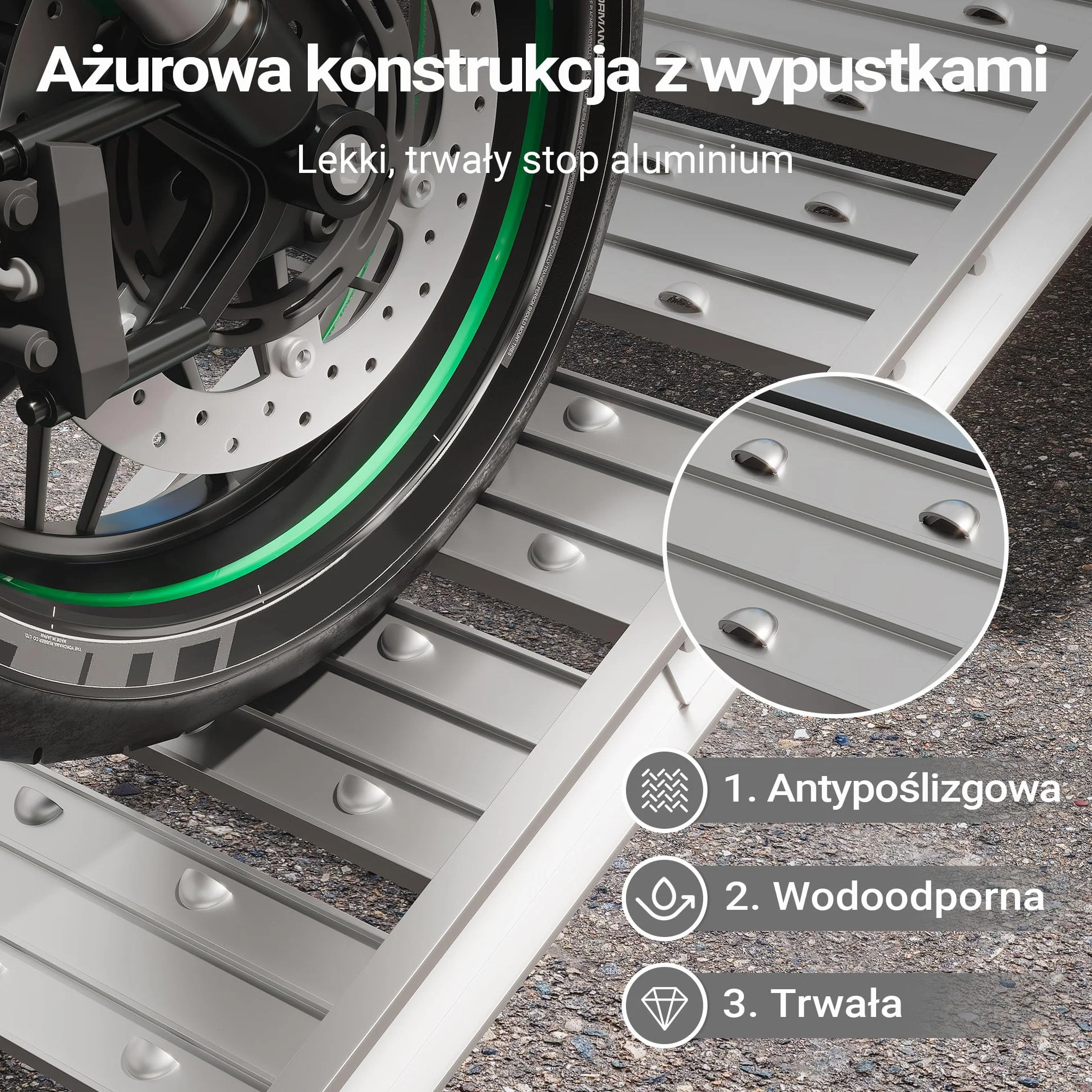 Wiltec Składany najazd aluminiowy o długości 182 cm i udźwigu 200 kg, lekka i łatwa do przechowywania, do załadowania quadów i motocykli