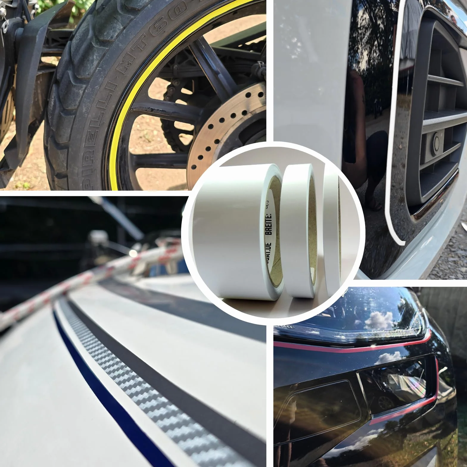 Paski ozdobne białe połysk 5 mm szerokości i 10 m długości do samochodów, łodzi, Jetski modelarstwa taśma klejąca taśma dekoracyjna