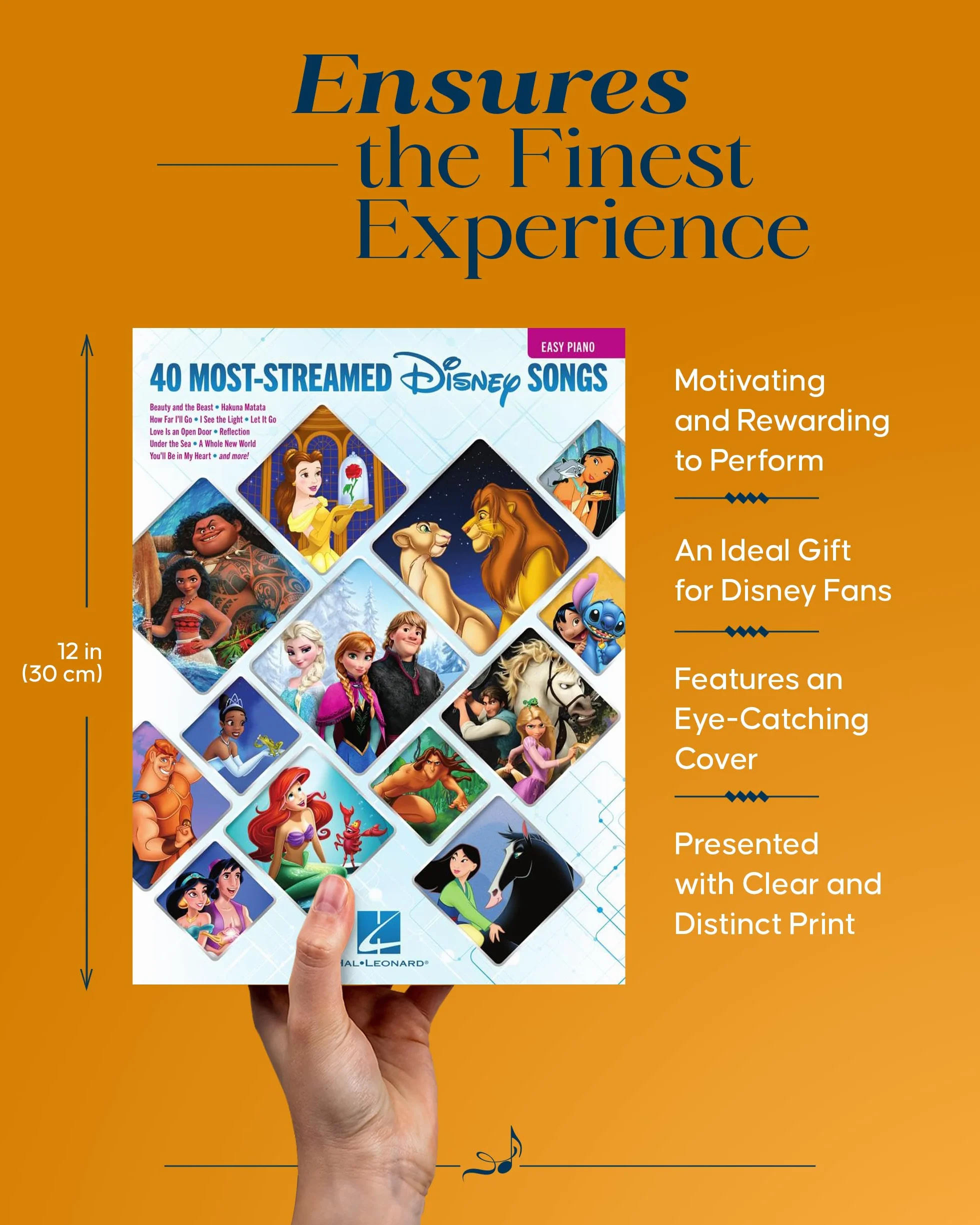 The 40 Most-Streamed Disney Songs: Easy Disney Piano Sheet Music Songbook for Beginners: For Easy Piano