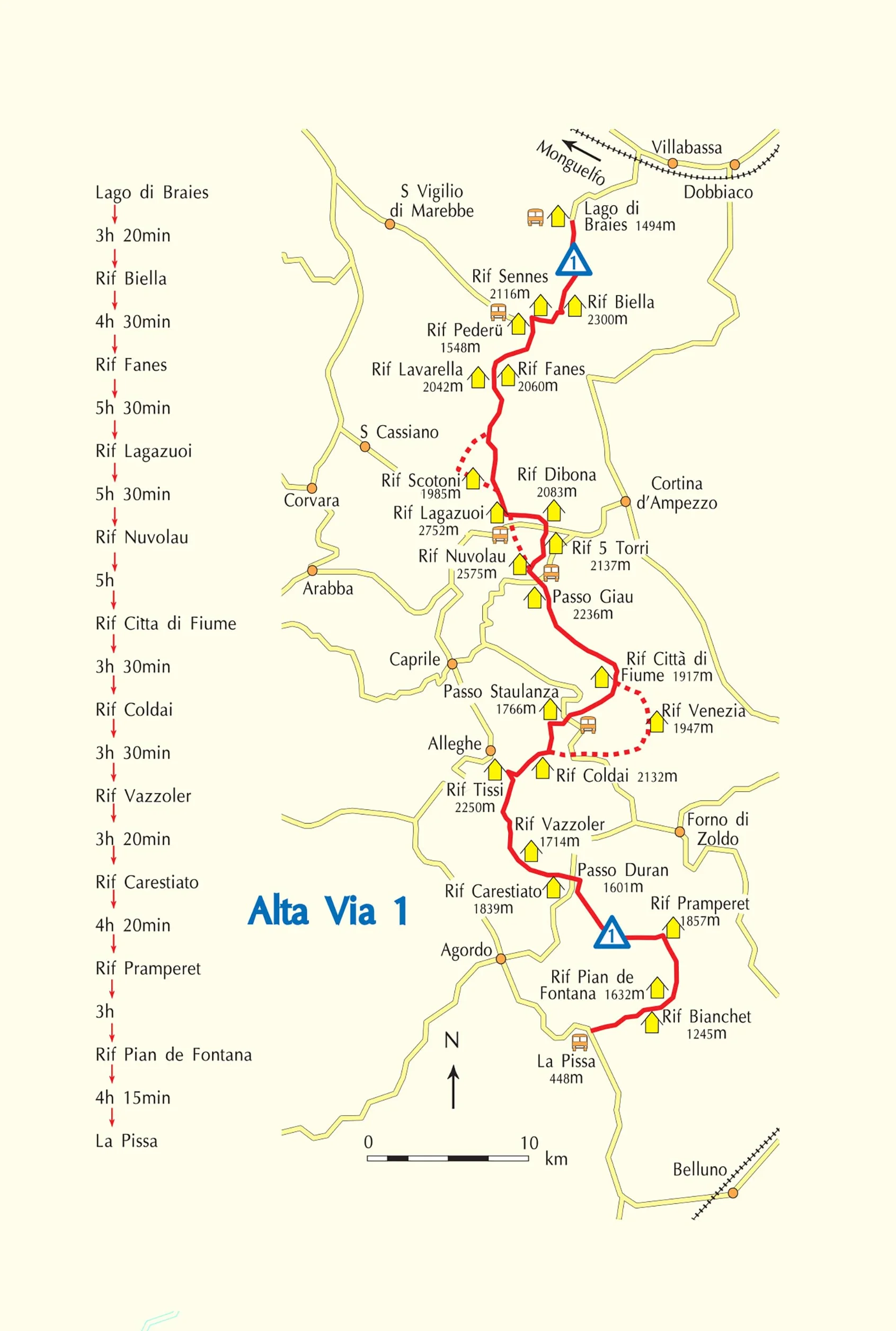 Trekking in the dolomites alta via 1: Includes 1:25,000 Map Booklet