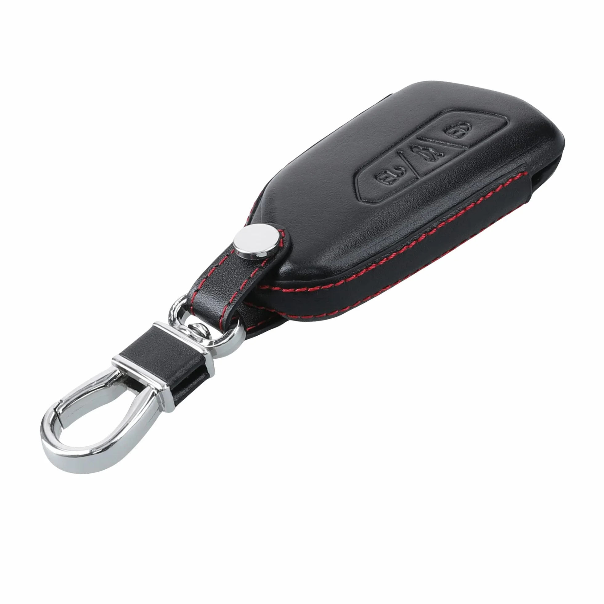 kwmobile Etui na kluczyki samochodowe kompatybilne z VW Golf 8, 3 przyciski, skórzane etui ochronne na klucze, czarno-czerwone