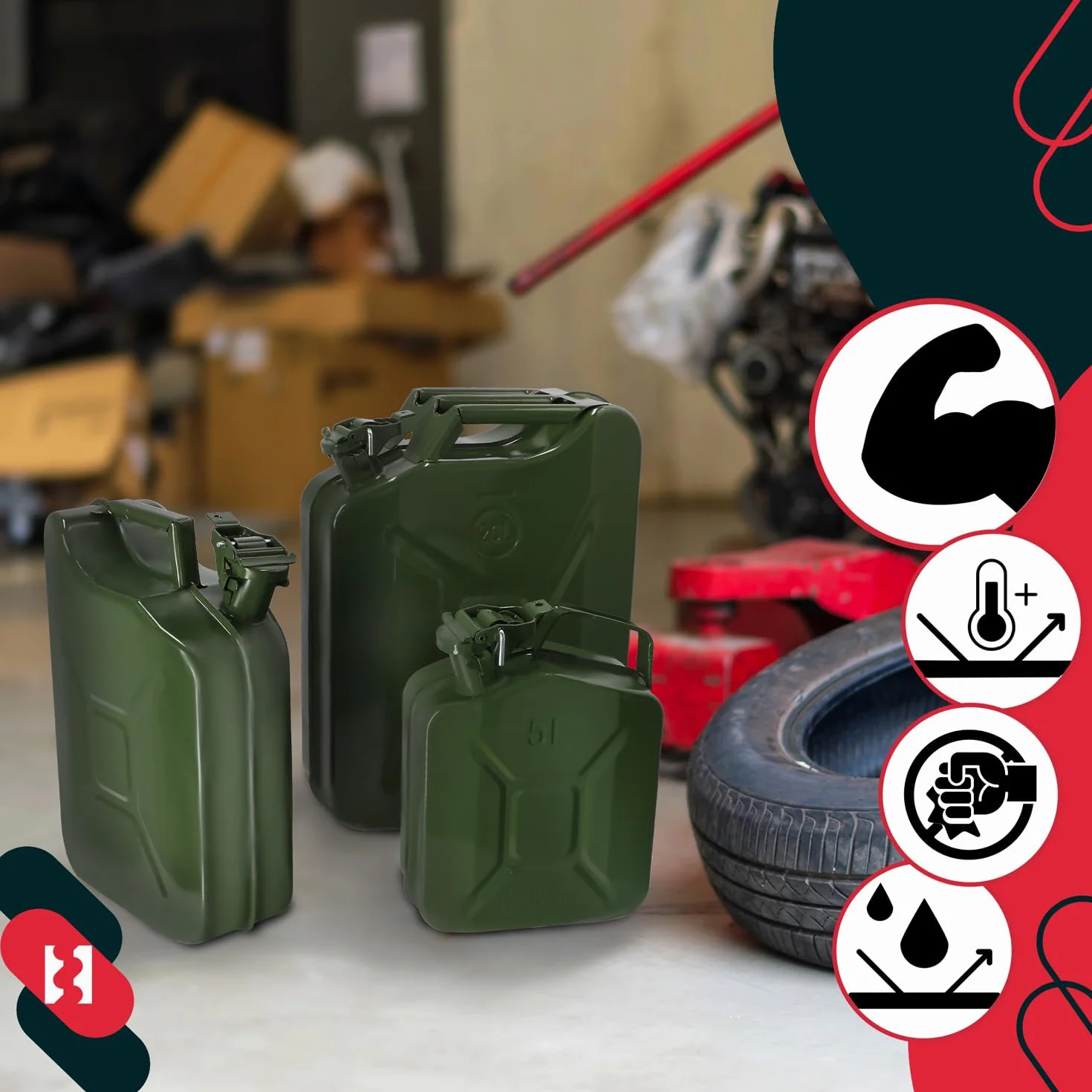 KOTARBAU® Metalowy kanister na benzynę 20 l do przechowywania paliwa i cieczy