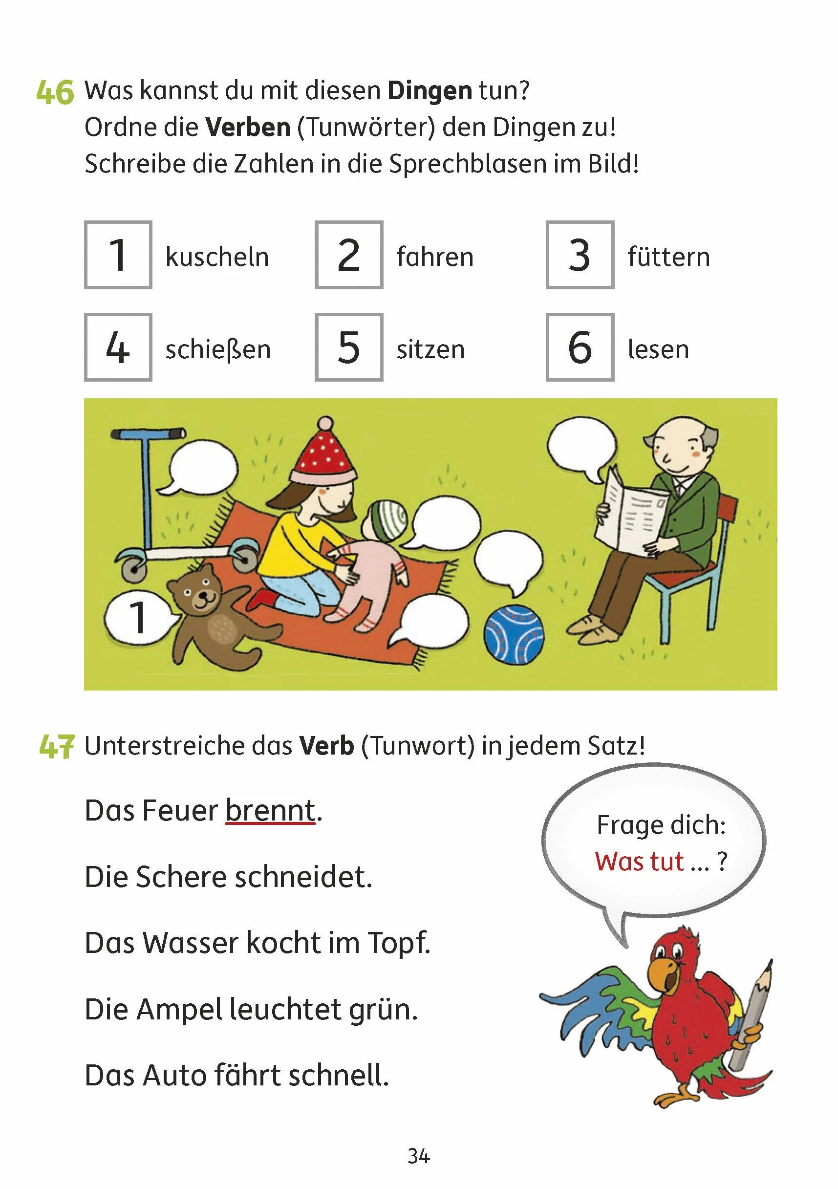 Grammatik 1./2. klasse: Buchstaben, Laute, Das Abc, Satzarten. Wie im Unterricht: Erklärungen mit Übungen und Lösungen: 212