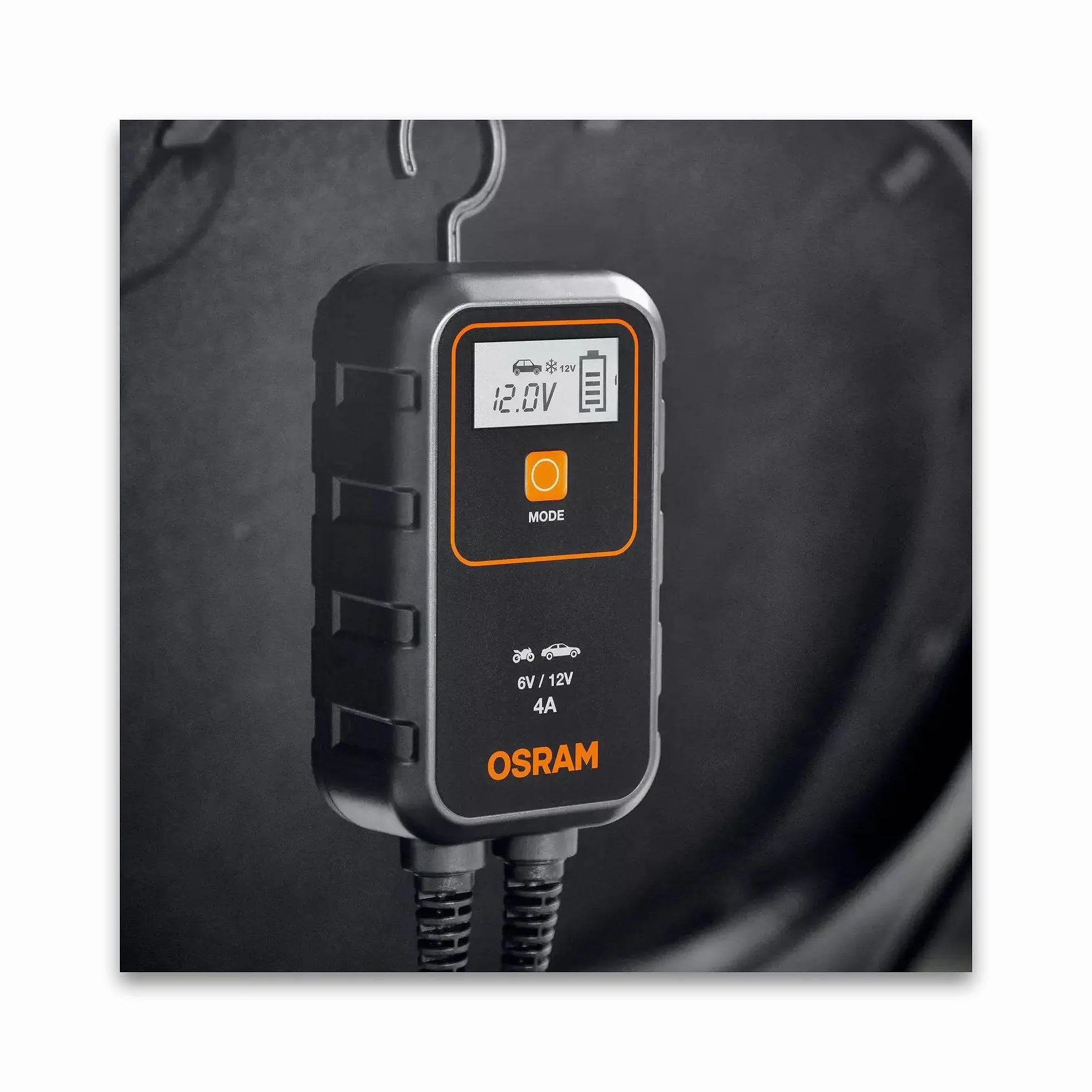 OSRAM BATTERYcharge 904, urządzenie do konserwacji akumulatorów samochodowych 6V & 12V, przenośna ładowarka do motocykli i mniejszych pojazdów