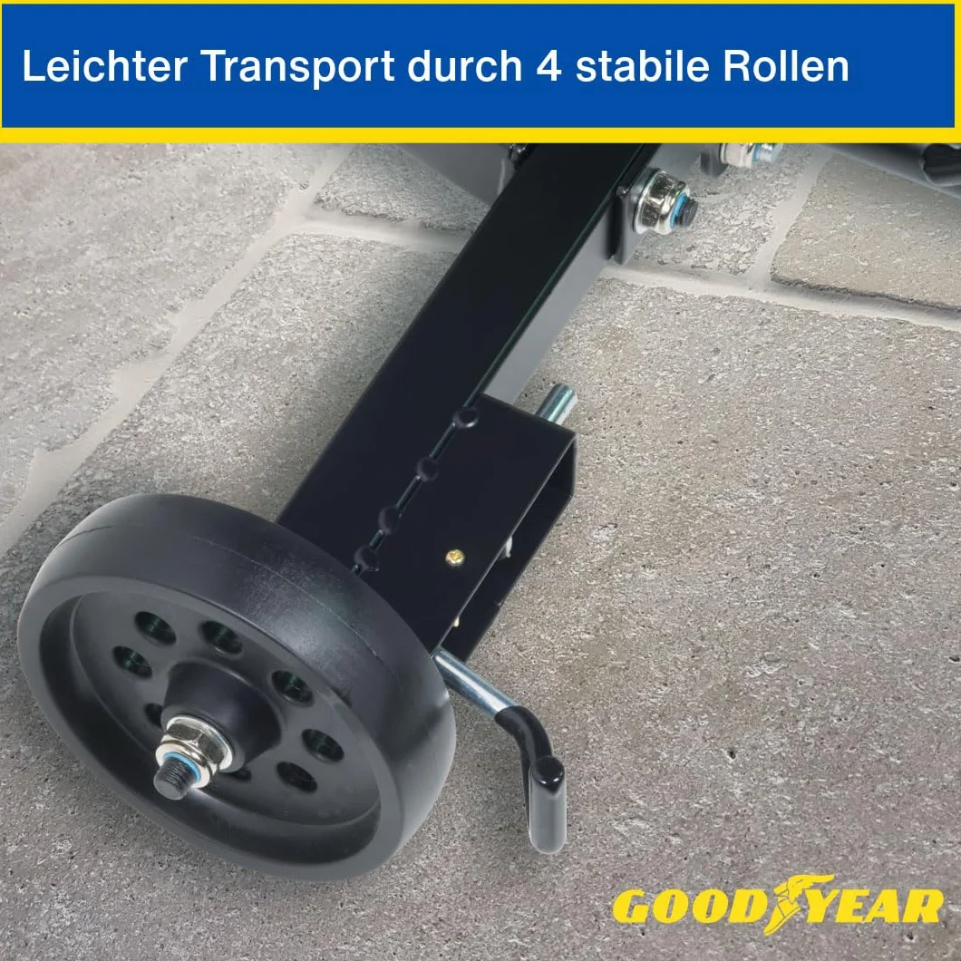 Goodyear Wózek na 4 opony, zajmuje mało miejsca i bezstykowe przechowywanie, z pokrowcem ochronnym, nośność do 100 kg, czarny