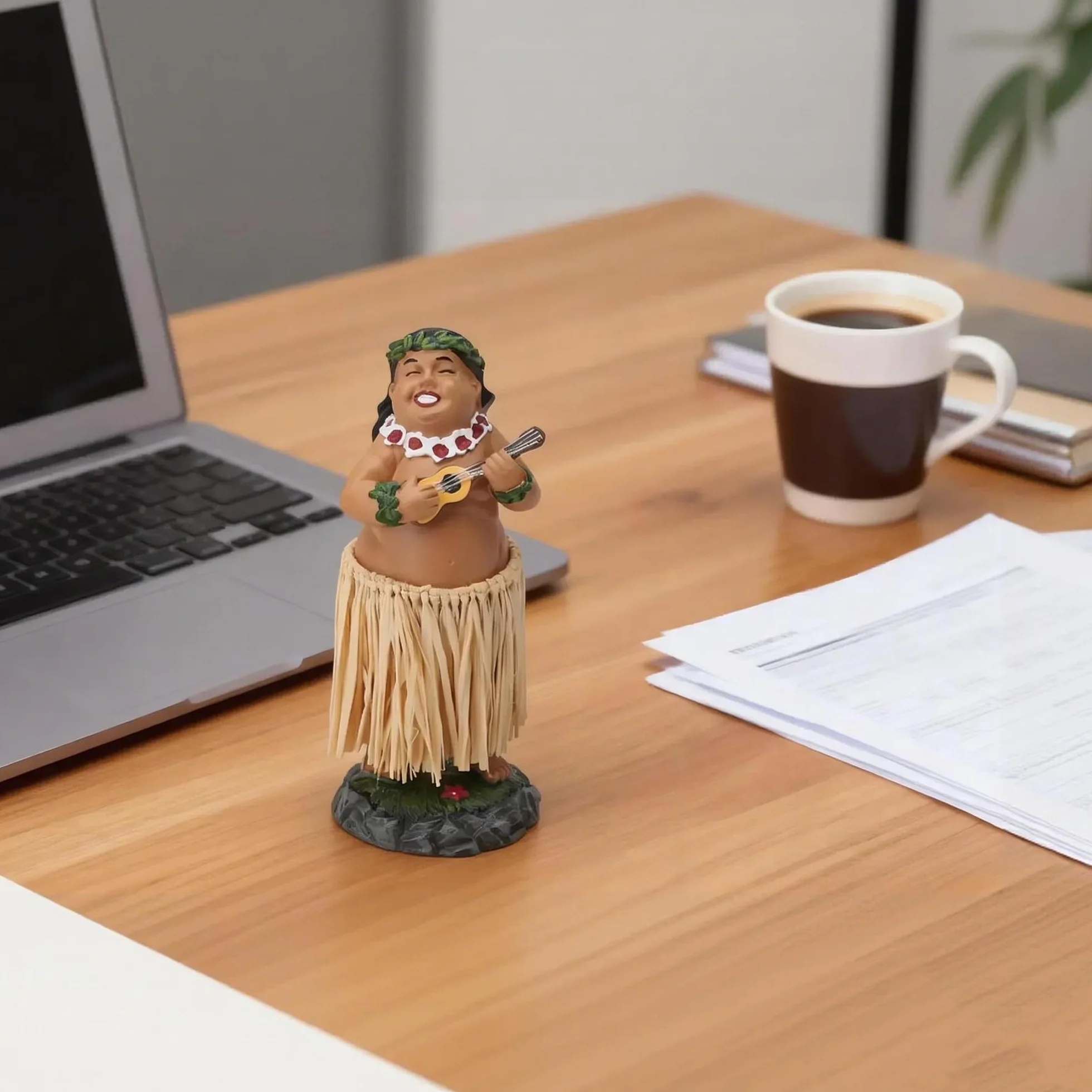 Hawaiian Hula Dashboard Doll, figurka samochodowa hawajska tancerka wobbly, dekoracja hawajskiej tancerki, rzemiosła, nadaje się do samochodu, Burea (naturalny kolor)