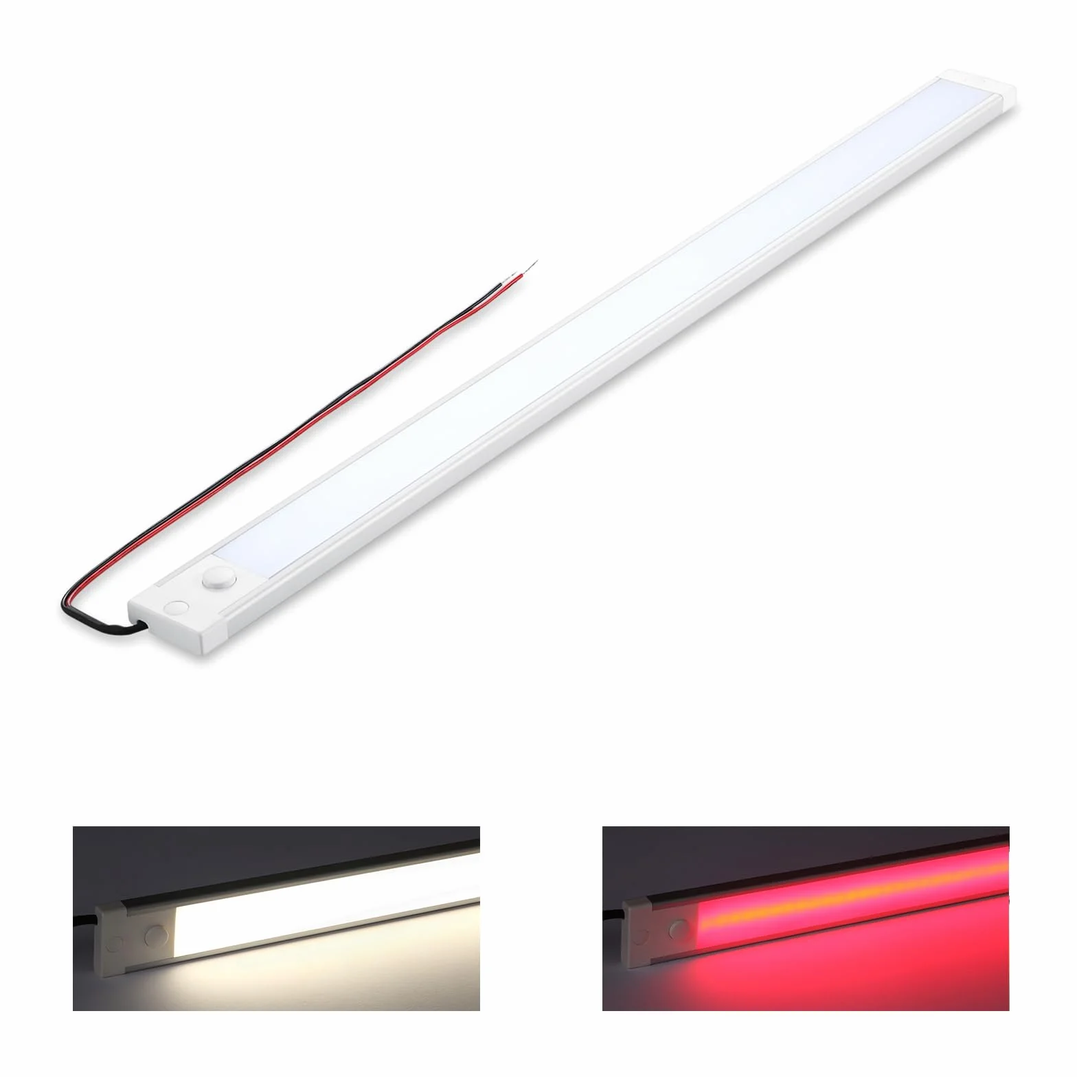 acegoo Campervan oświetlenie podszafkowe, 12V 8W 51cm, z zintegrowanym przełącznikiem i czerwoną lampką nocną LED, ściemniana listwa oświetleniowa do wnętrza 860lm, do łodzi, furgonetki 4000K