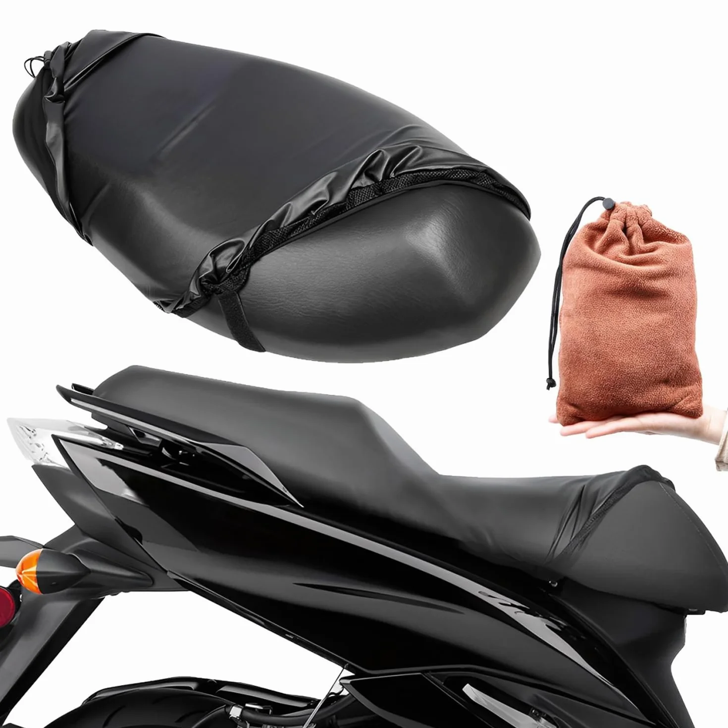 Wodoodporny pokrowiec na siodełko motocyklowe, pokrowiec na siodełko do skutera, pokrowiec na siodełko motocyklowe odporne na zarysowania z ochroną przed słońcem i deszczem, uniwersalny