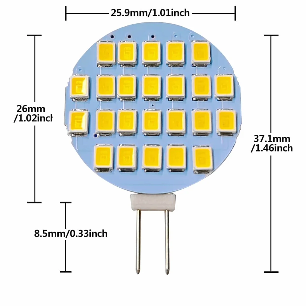 GRV Wymienna żarówka halogenowa 24-2835smd 24-2835smd SUPER jasne światło RV camping - samochód dolna szafka sufitowa DC12V ciepła biel opakowanie 10 szt