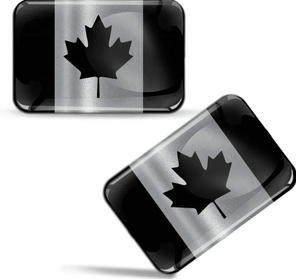 Biomar Labs® 2 x naklejka 3D żelowa silikonowa naklejka czarna srebrna liść klonu Canada Kanadyjska Kanada, flaga chorągiew naklejka na samochód F 129
