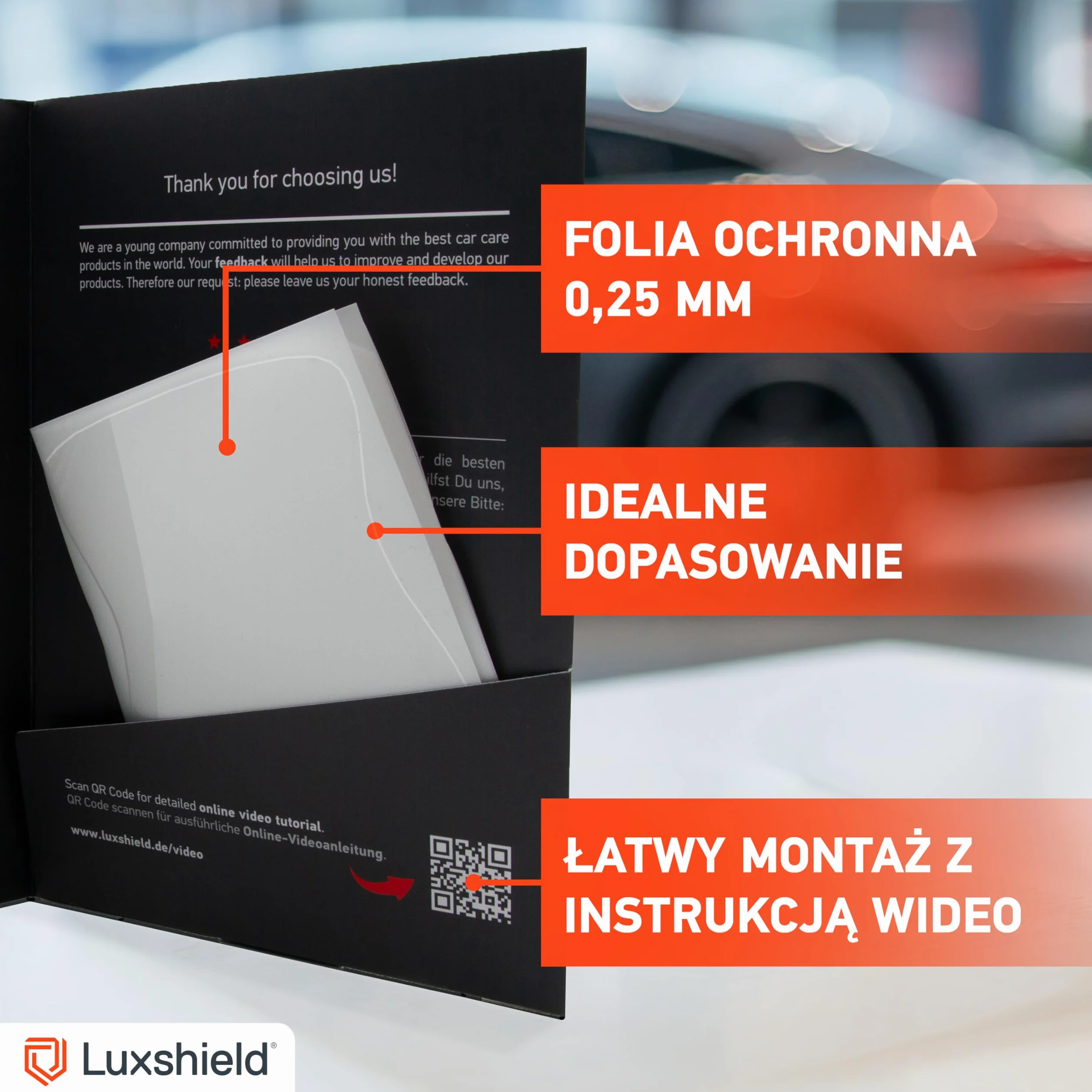 Luxshield folia ochronna na klamki kompatybilny z Fiat 500e 332 3+1 I 2020-2026 - ochrona przed zarysowaniami, folia ochronna na lakier – przezroczysta błyszcząca