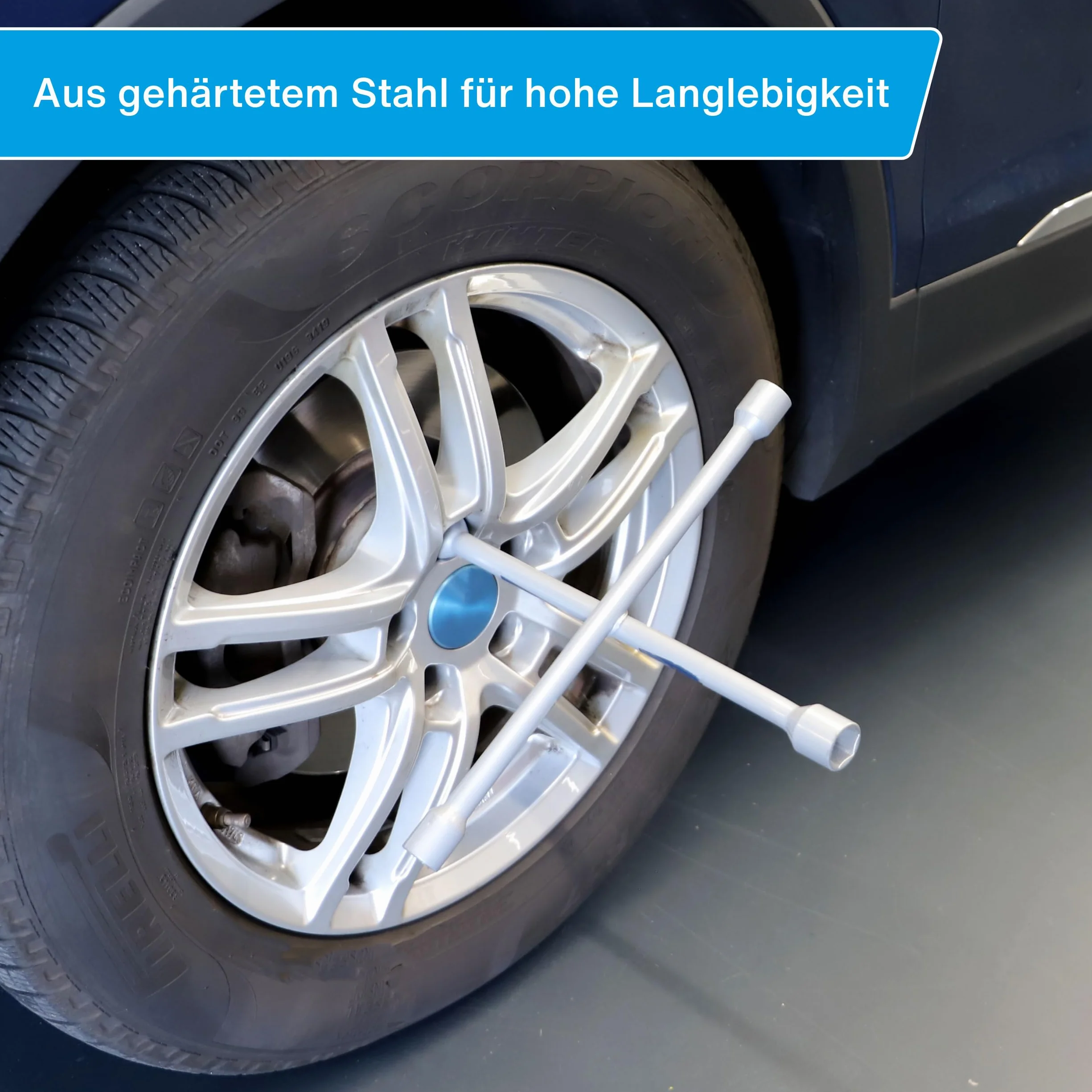 Cartrend 10870 4-drożny orteza koła, srebrny (17 mm, 19 mm, 21 mm, 23 mm)