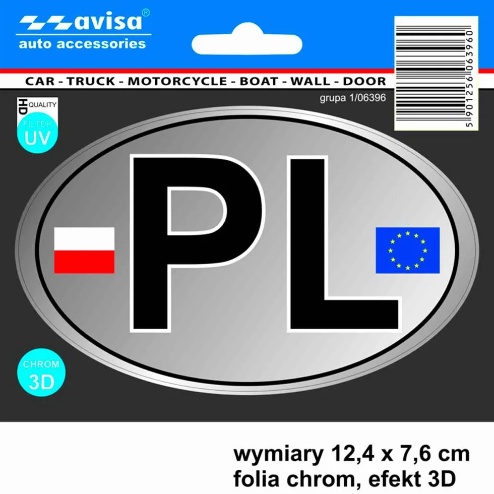 Avisa AutoTattoo Naklejka PL flagi 3D chromowane 12,4 x 7,6 cm