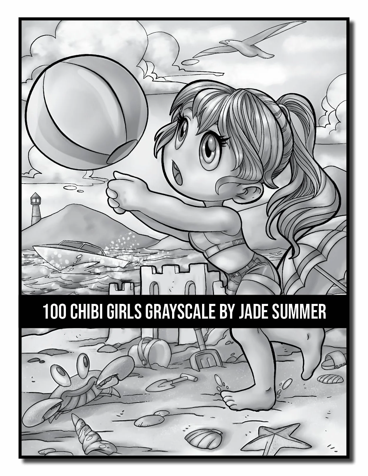 100 Chibi Girls Grayscale: An Adult Coloring Book Collection with Cute Girls, Fantasy, Horror, Christmas, and More!