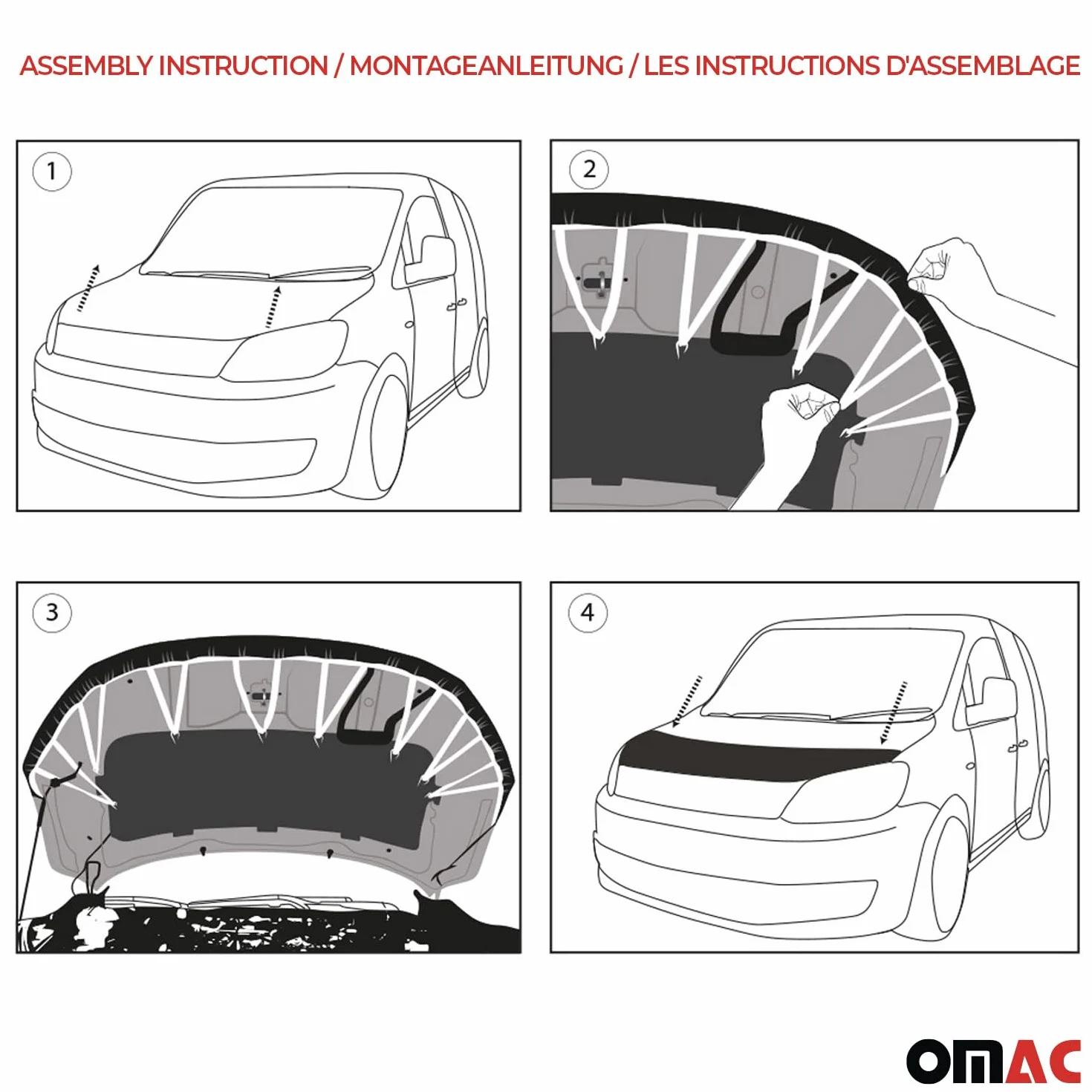 OMAC Haubenbra Steinschlagschutz Bonnet Bra kompatybilny z Citroen C3 2016-2024 Czarny Halb