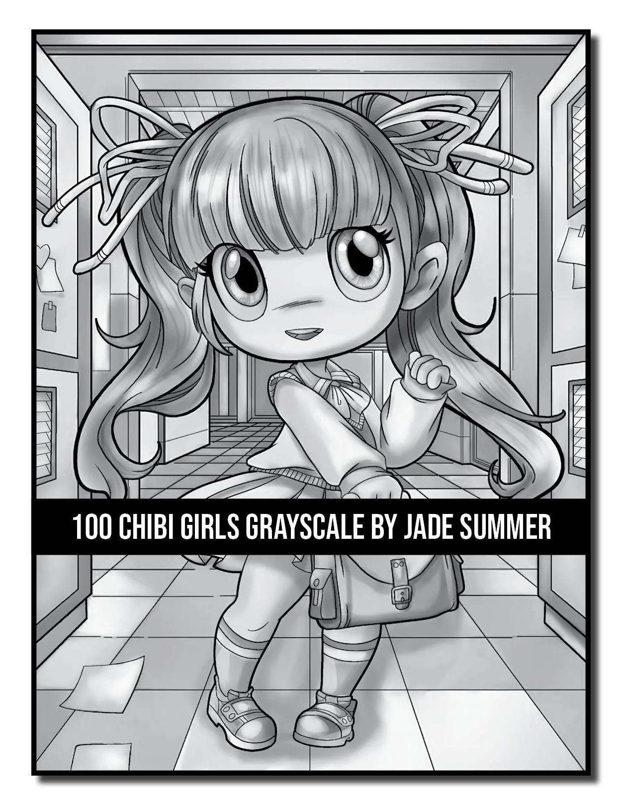 100 Chibi Girls Grayscale: An Adult Coloring Book Collection with Cute Girls, Fantasy, Horror, Christmas, and More!