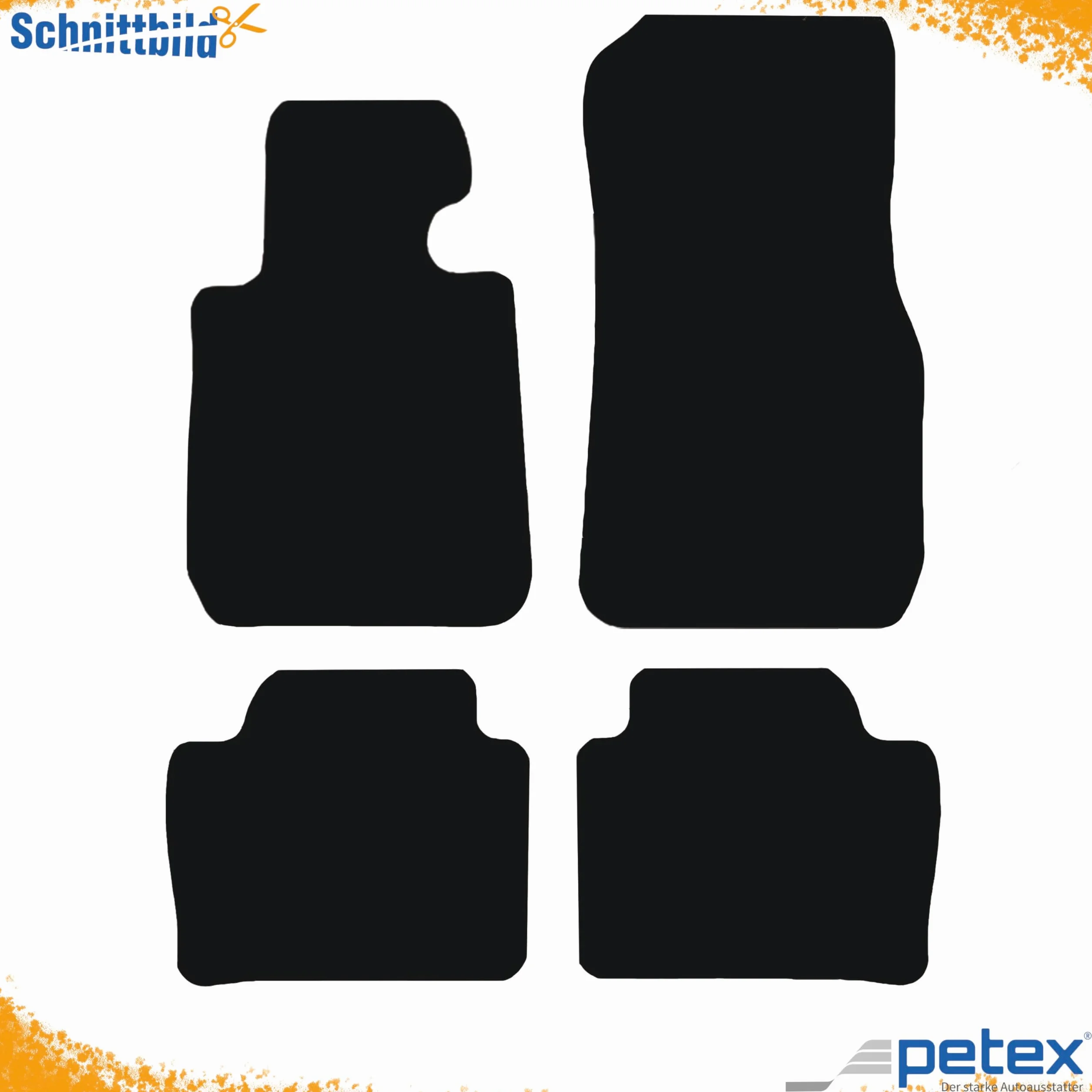 PETEX Dywaniki samochodowe dopasowane do BMW serii 3 (F30) od 02/2012-02/2019/3er (F31) Touring od 09/2012-02/2019, zestaw dywaników samochodowych z weluru - Pluto, 4-częściowy, czarny