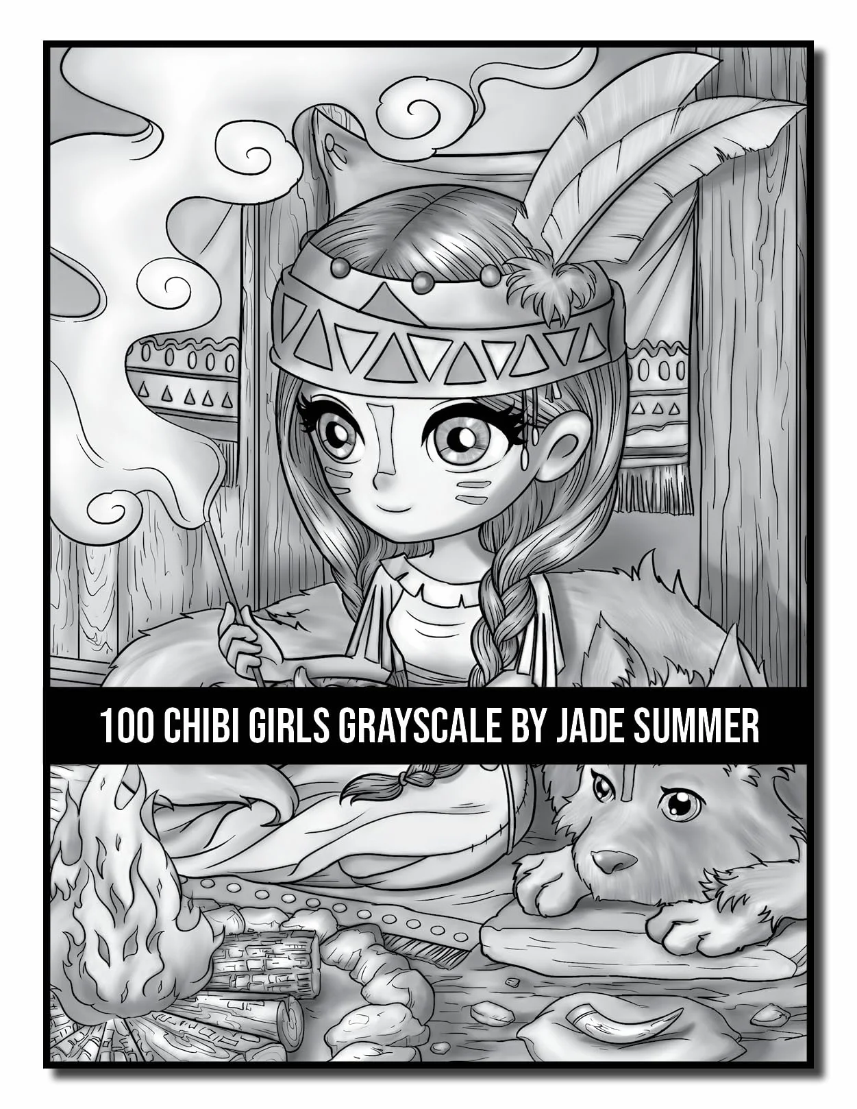 100 Chibi Girls Grayscale: An Adult Coloring Book Collection with Cute Girls, Fantasy, Horror, Christmas, and More!