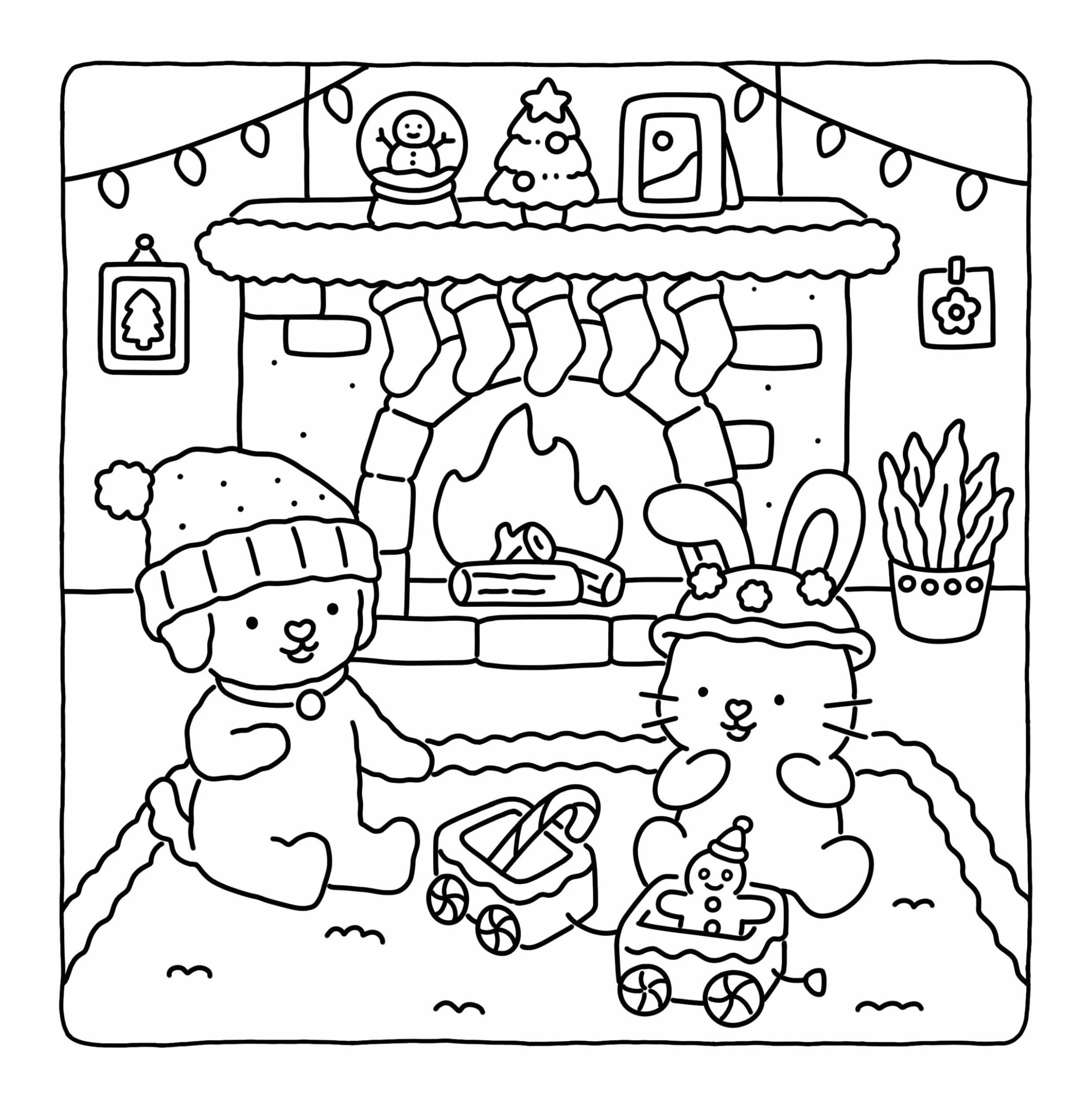 Fuzzy Hygge: Christmas Vibes Coloring Book for Adults & Teens Featuring Cozy Festive Holiday Winter Scenes with Adorable Animals Characters