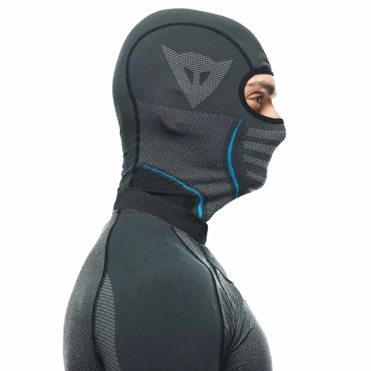 Dainese - Dry Balaclava, kask zimowy dla mężczyzn i kobiet, uniwersalny rozmiar, kominiarka motocyklowa zimowa i letnia, unisex, 4 pory roku, Made in Italy, czarny/niebieski