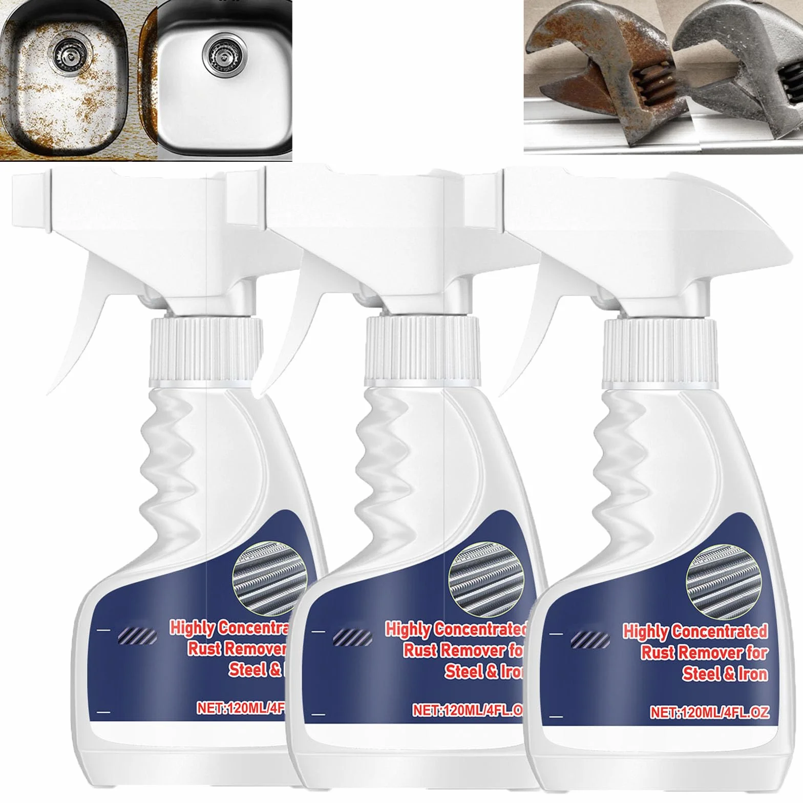 Środek do usuwania rdzy Heavy-Duty, metalowy spray antykorozyjny, mocny usuwacz plam rdzy