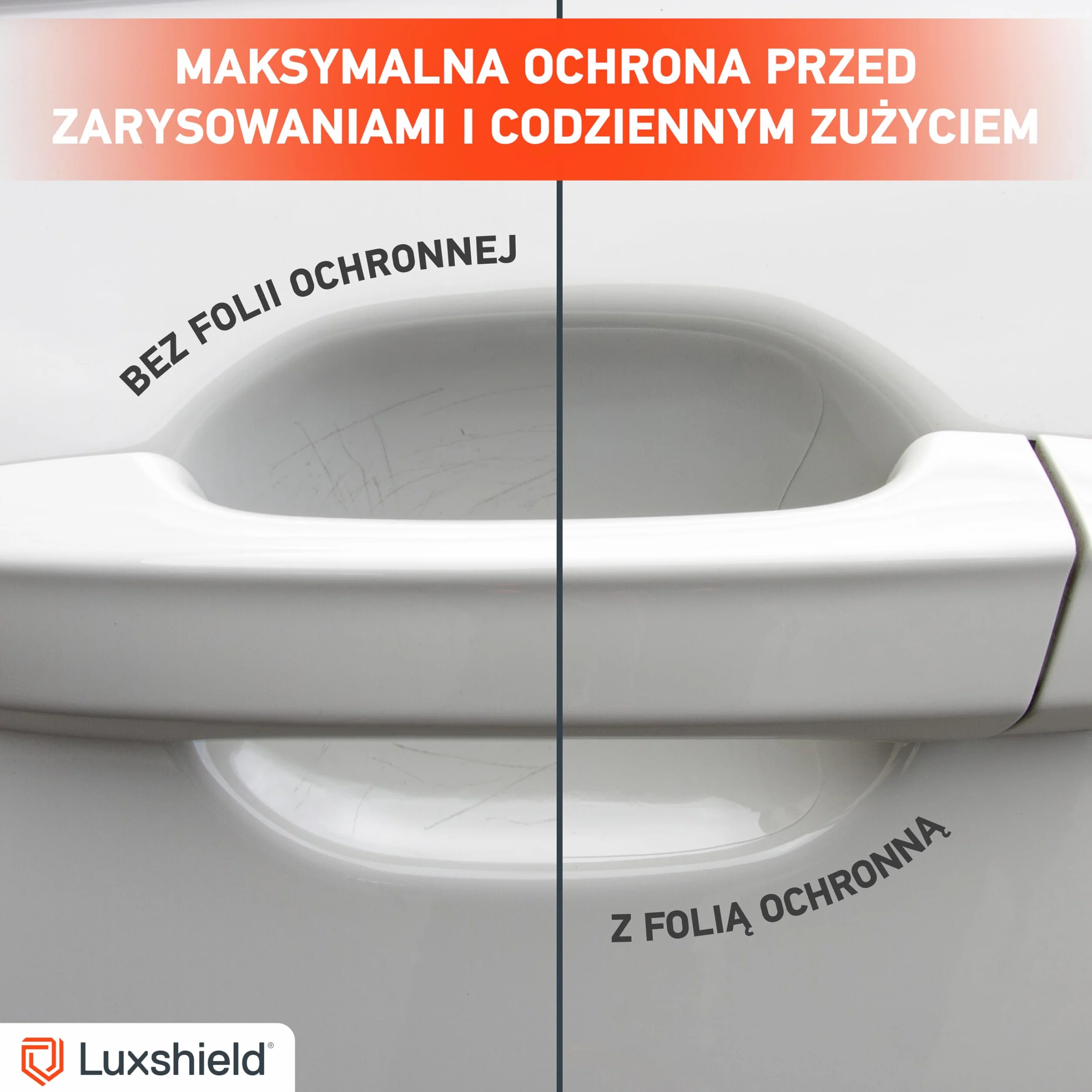 Luxshield folia ochronna na klamki kompatybilny z Fiat 500e 332 3+1 I 2020-2026 - ochrona przed zarysowaniami, folia ochronna na lakier – przezroczysta błyszcząca