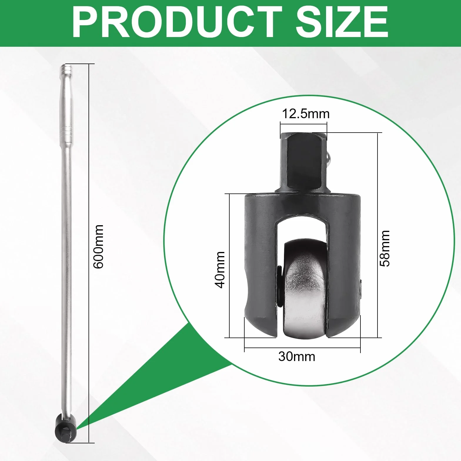 1 x uchwyt przegubowy 1/2" 600 mm, klucz do koła samochodowego z elastyczną głowicą, bardzo długa dźwignia przegubowa, klucz dynamometryczny, drążek na pękanie, klucz do nakrętki koła do