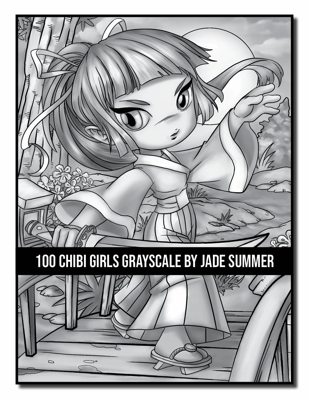 100 Chibi Girls Grayscale: An Adult Coloring Book Collection with Cute Girls, Fantasy, Horror, Christmas, and More!