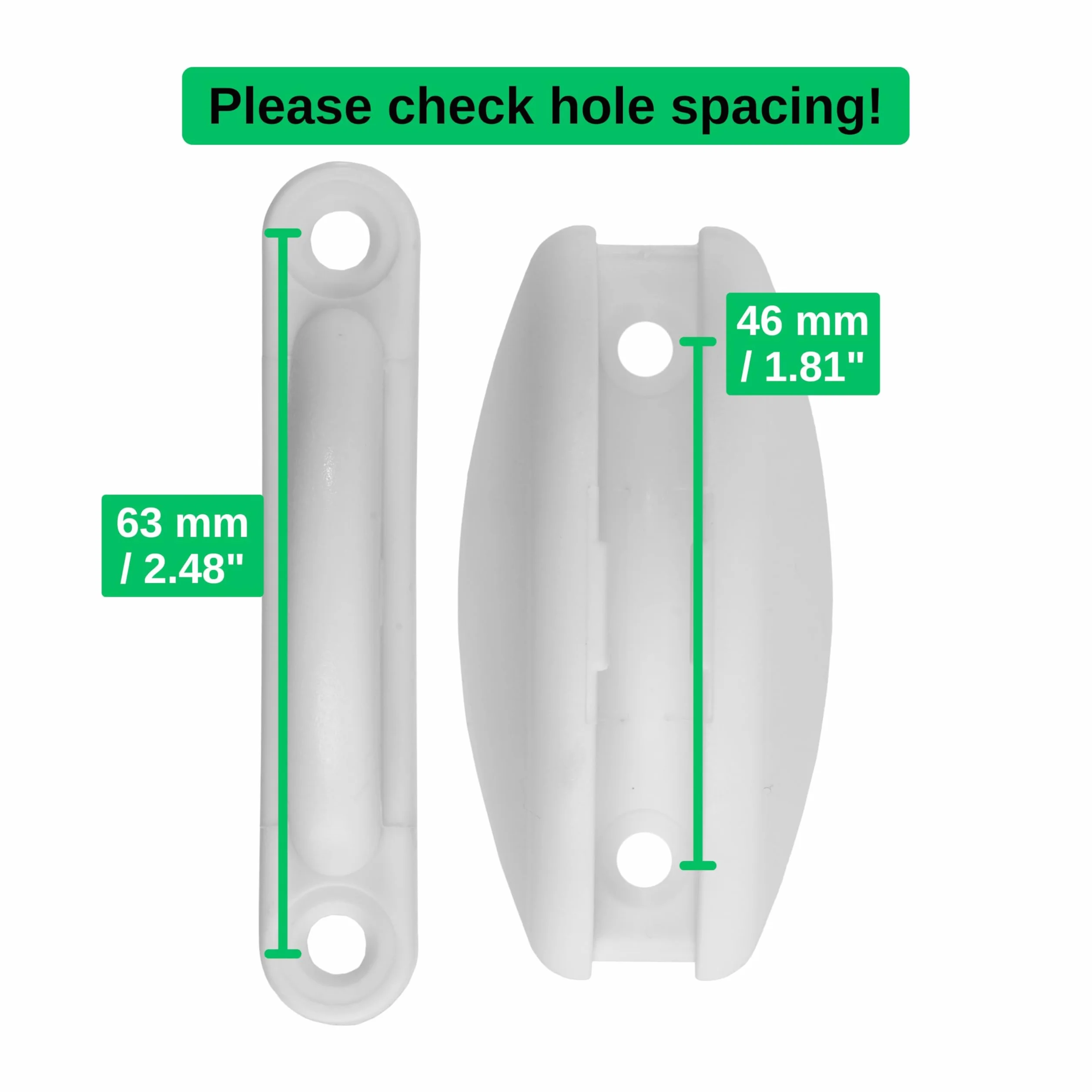 Blokada drzwi do przyczep kempingowych, 1 sztuka, biały, do przykręcania, z odstępem między otworami 46 mm i 63 mm, zamek do drzwi do przechowywania, do kampera, uchwyt na drzwi, do kampera