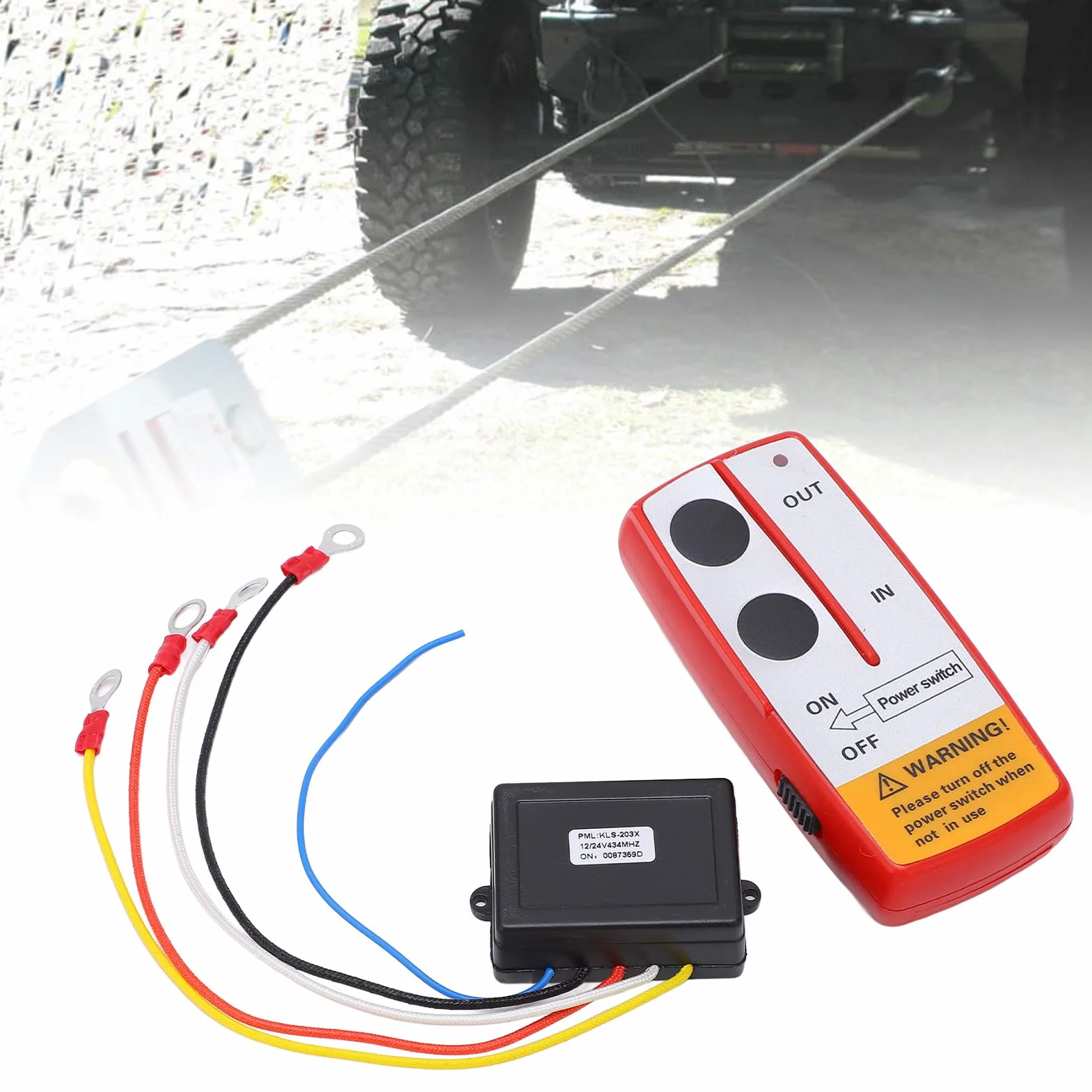 Przenośny przełącznik 12V 24V 75ft Heavy Duty Remote Control wciągarka bezprzewodowy zestaw zdalnego sterowania do Jeep ATV SUV Truck Czerwony