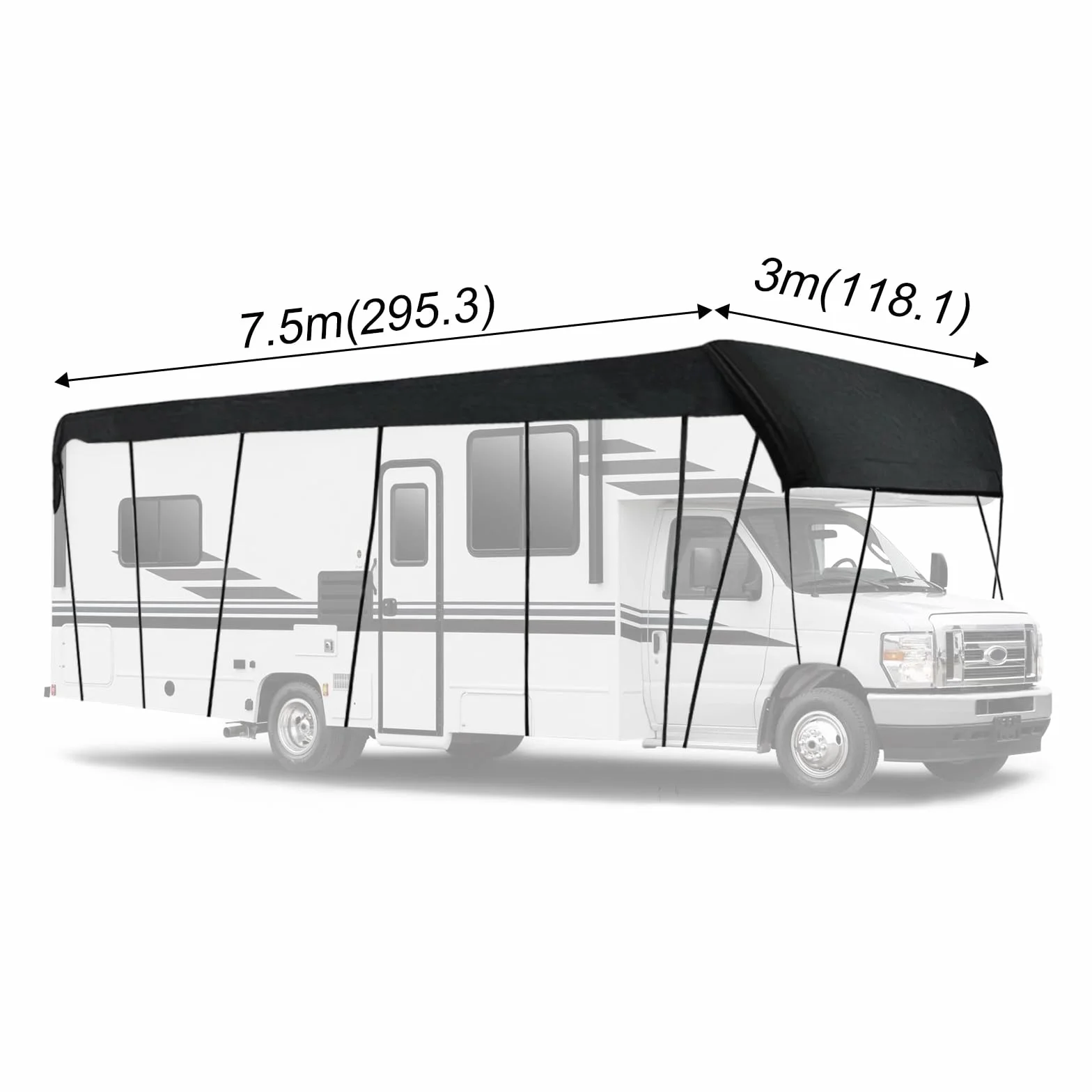 NEWFUN Pokrowiec na samochód kempingowy przyczepę 210D Oxford UV wodoodporny kurz 8,5 x 3 m