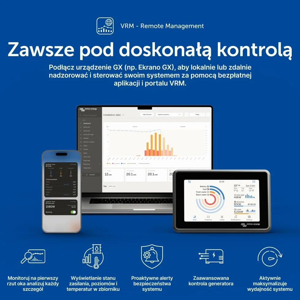Victron Energy MultiPlus-II 3000VA 12-Volt 230V Falownik Sinusoidalny 120 amp Ładowarka do Akumulatorów